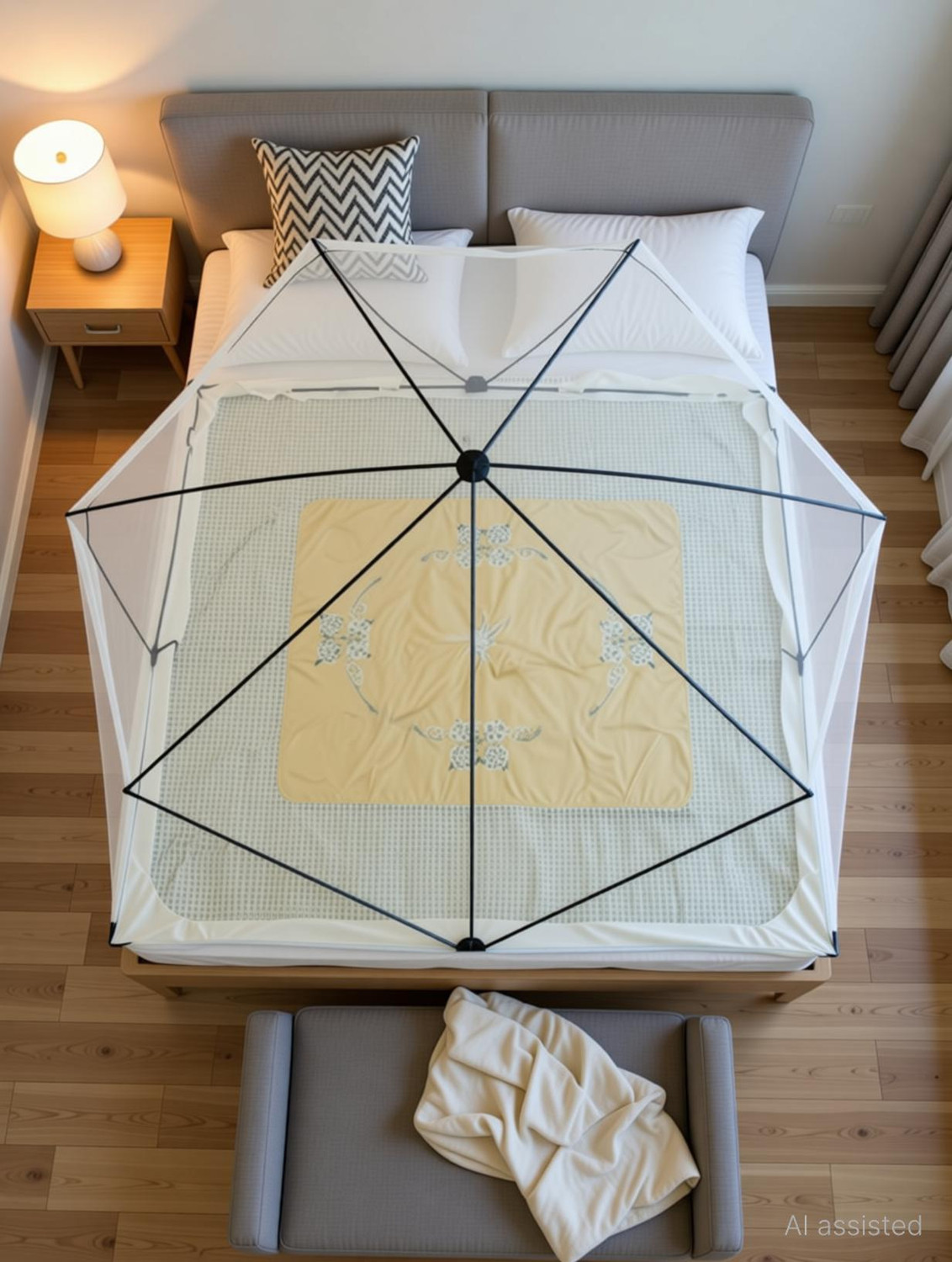 Image of Comfortnet 60inchX78inch Cream Polyester Washable Adults Mosquito Net
