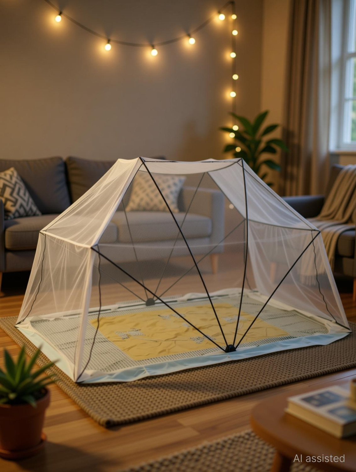 Image of Comfortnet 60inchX78inch Cream Polyester Washable Adults Mosquito Net