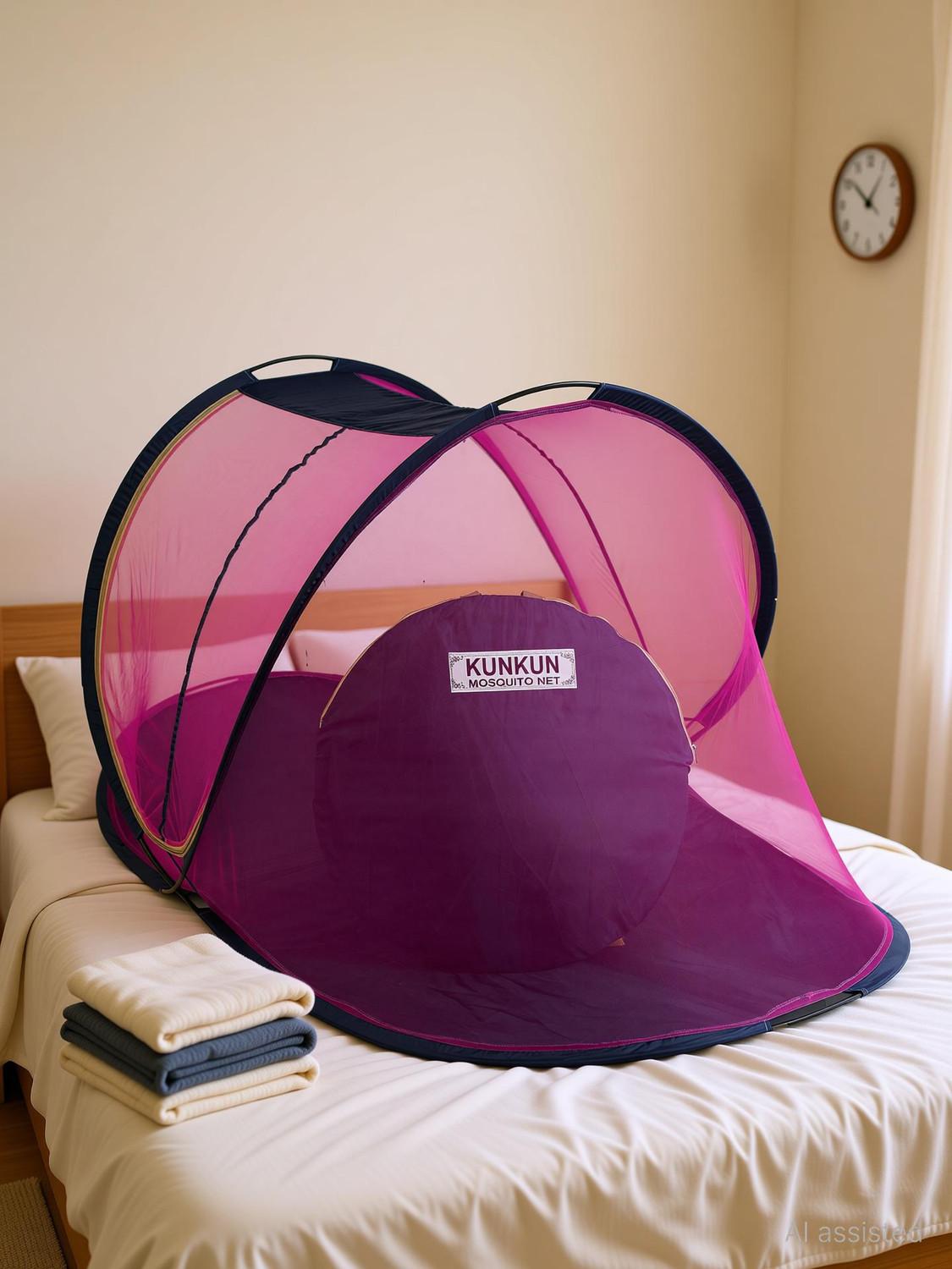 Image of KUNKUN Polyester Adults Foldable Polyester Single Bed Size Mosquito Net Mosquito Net Polyester Washable Adults Mosquito Net