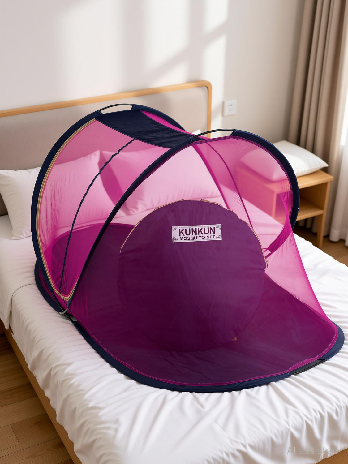 Image of KUNKUN Polyester Adults Foldable Polyester Single Bed Size Mosquito Net Mosquito Net Polyester Washable Adults Mosquito Net