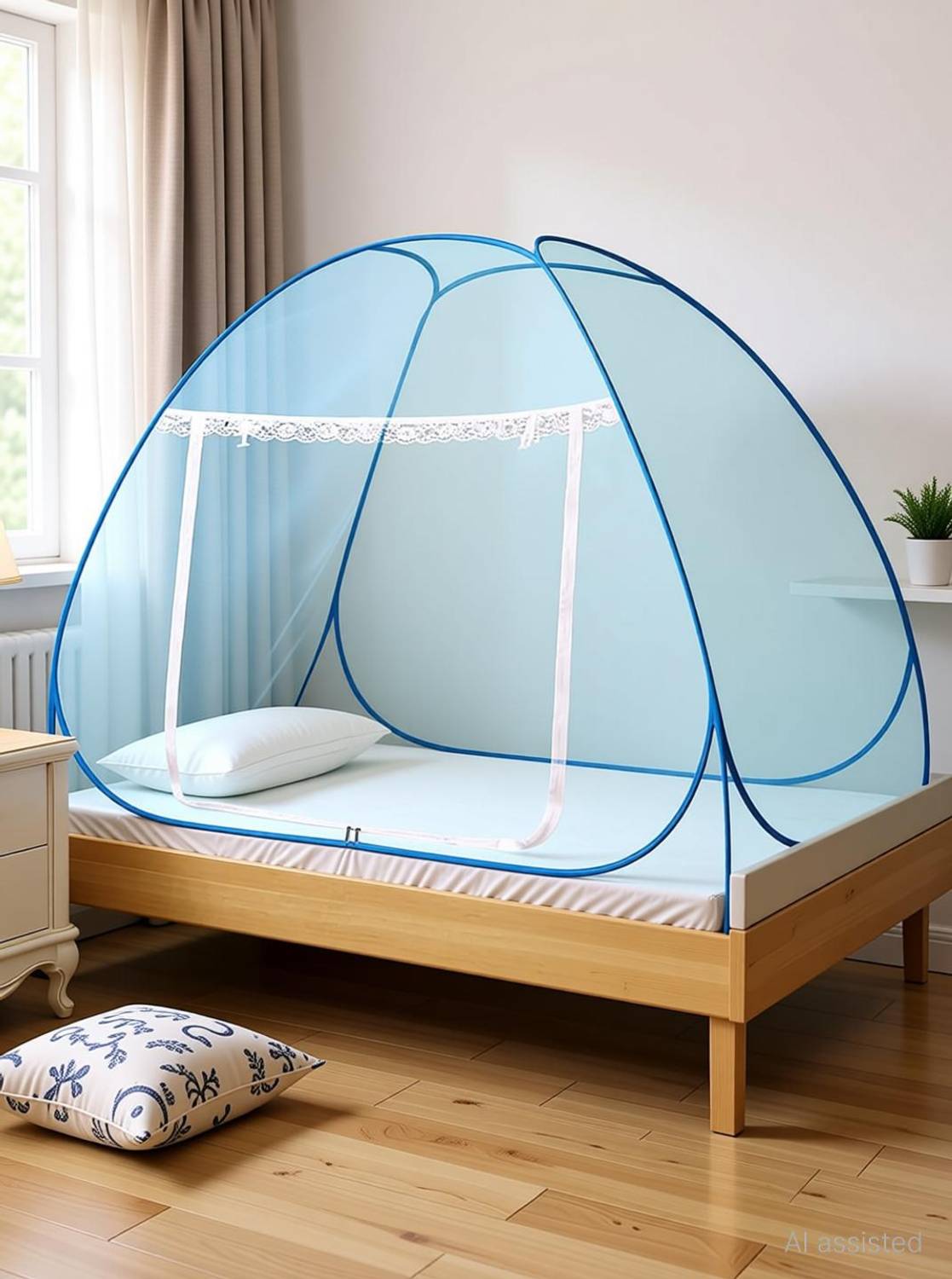Alciono Mosquito net for Single Bed Foldable 30GSM Strong Machhardani|6.5x4 feet Polyester Washable Adults Mosquito Net