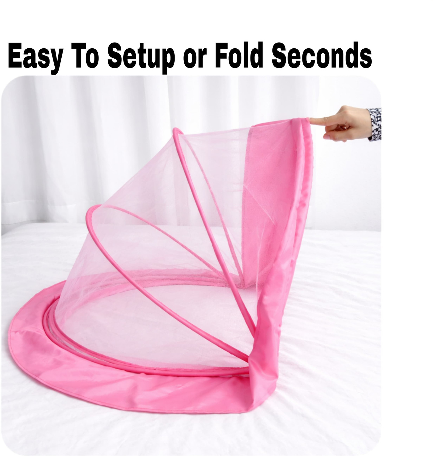 Image of ASTEXTILE Pink colour baby mosquito net for 0 to 24 months baby's HDPE - High Density Poly Ethylene Washable Kids Mosquito Net
