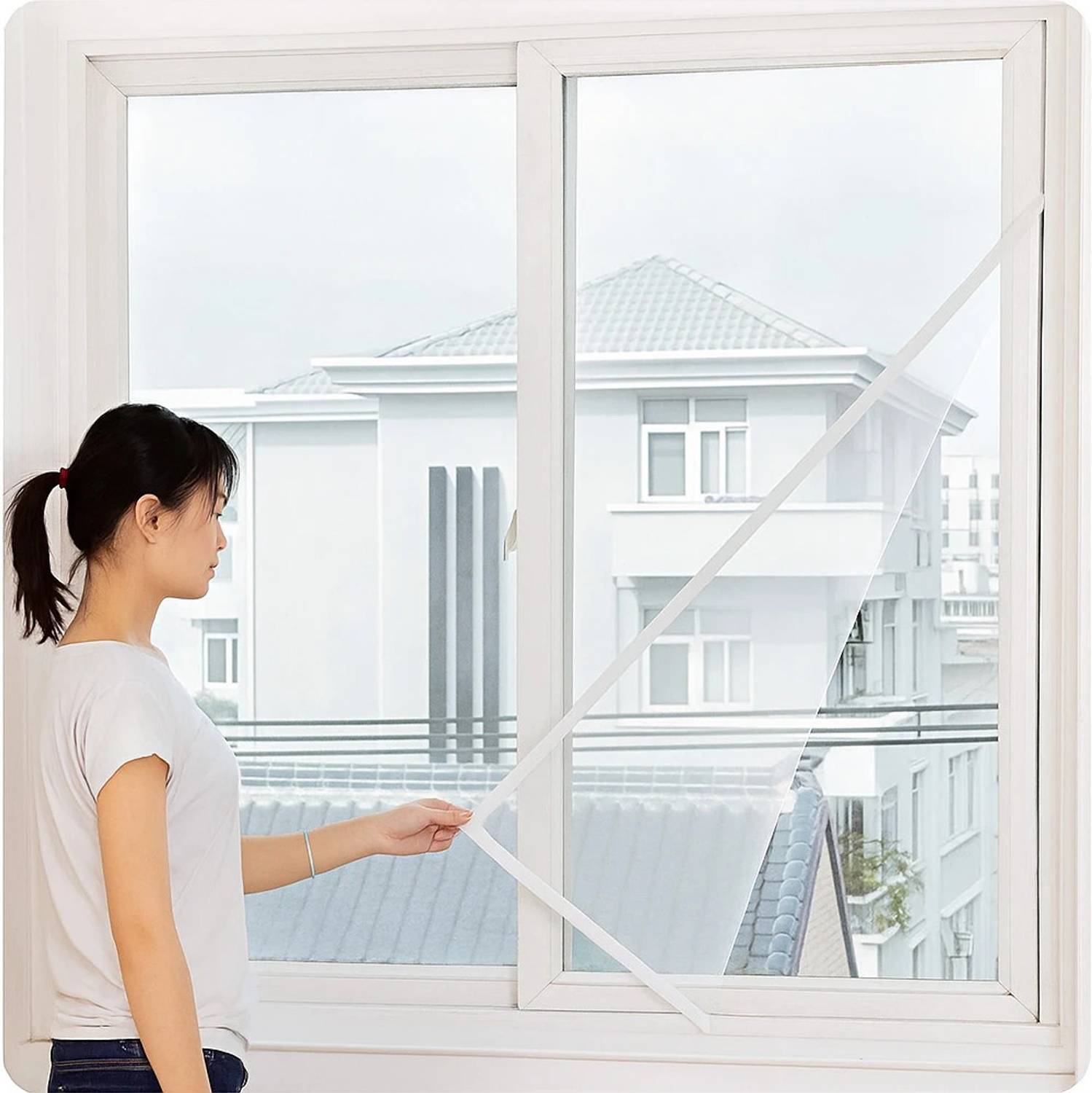 BLEMY 4x5 ft Window Mosquito Net | Reusable | Washable | Easy Installation with Velcro HDPE - High Density Poly Ethylene Washable Adults Mosquito Net