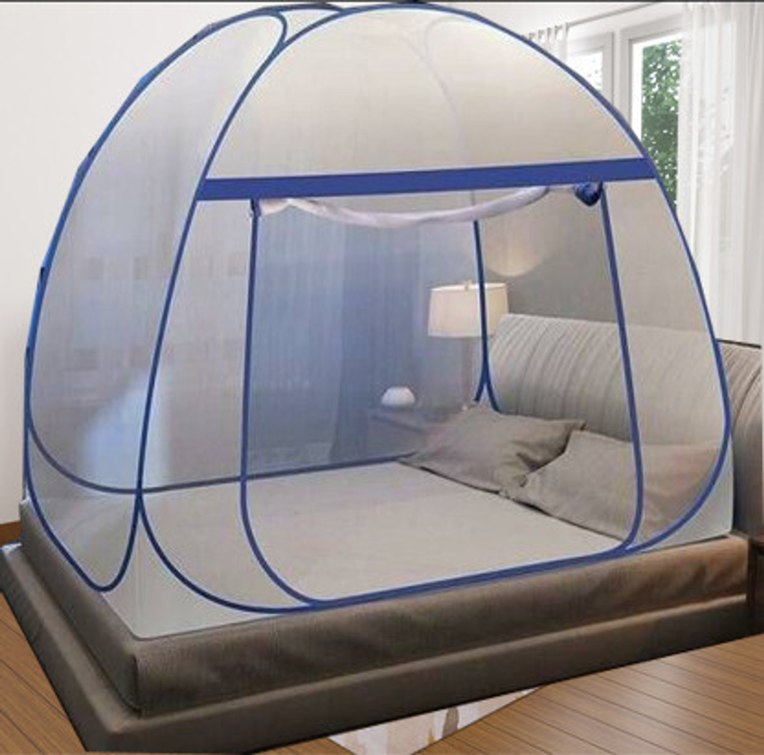Image of BELSODINE Foldable with Flexible fit for Double & King size Bed Polyester Washable Adults Mosquito Net