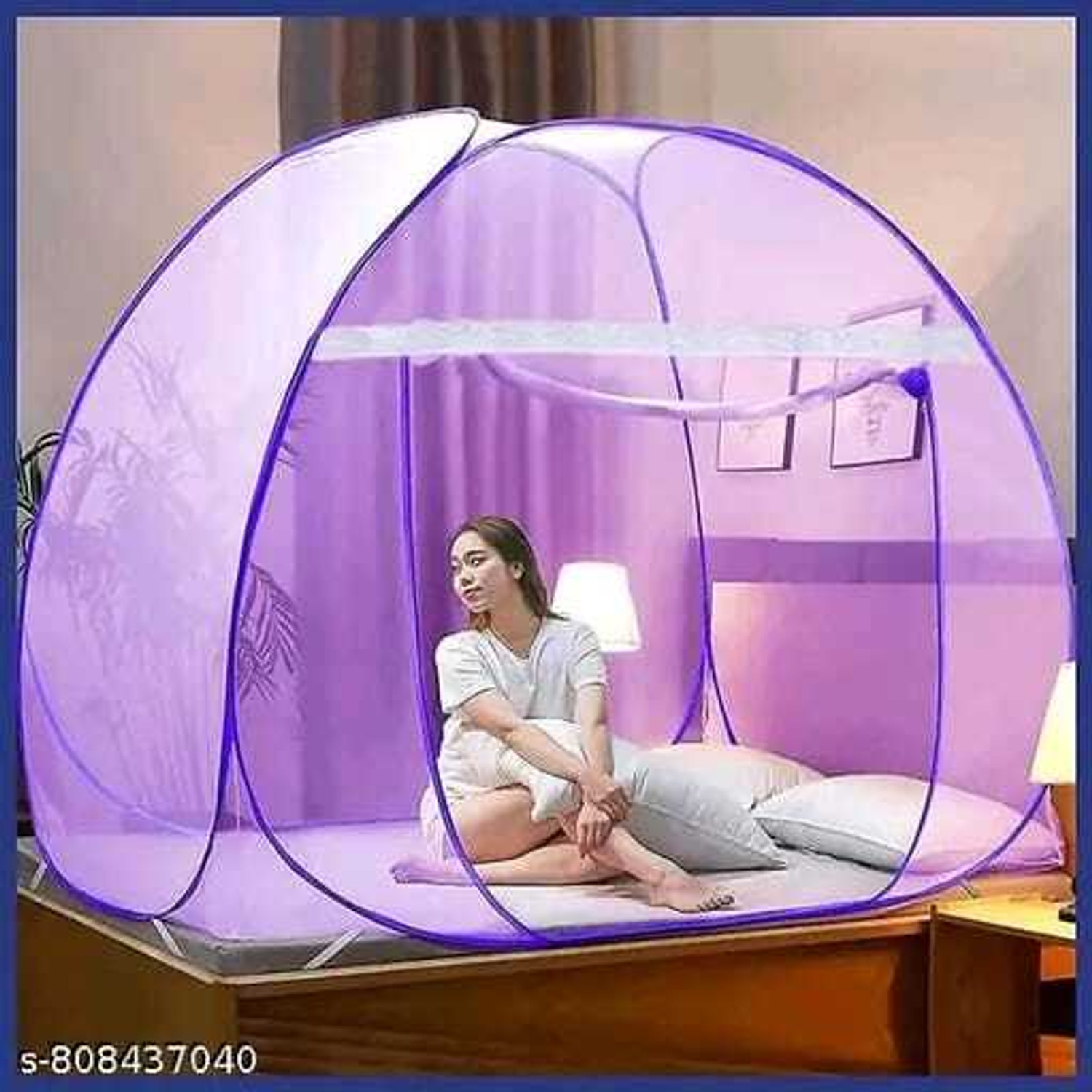 Image of Ourlucky PURPLE MOSQUITO NET DOUBLE BED KING SIZE Fibre Washable Adults Mosquito Net
