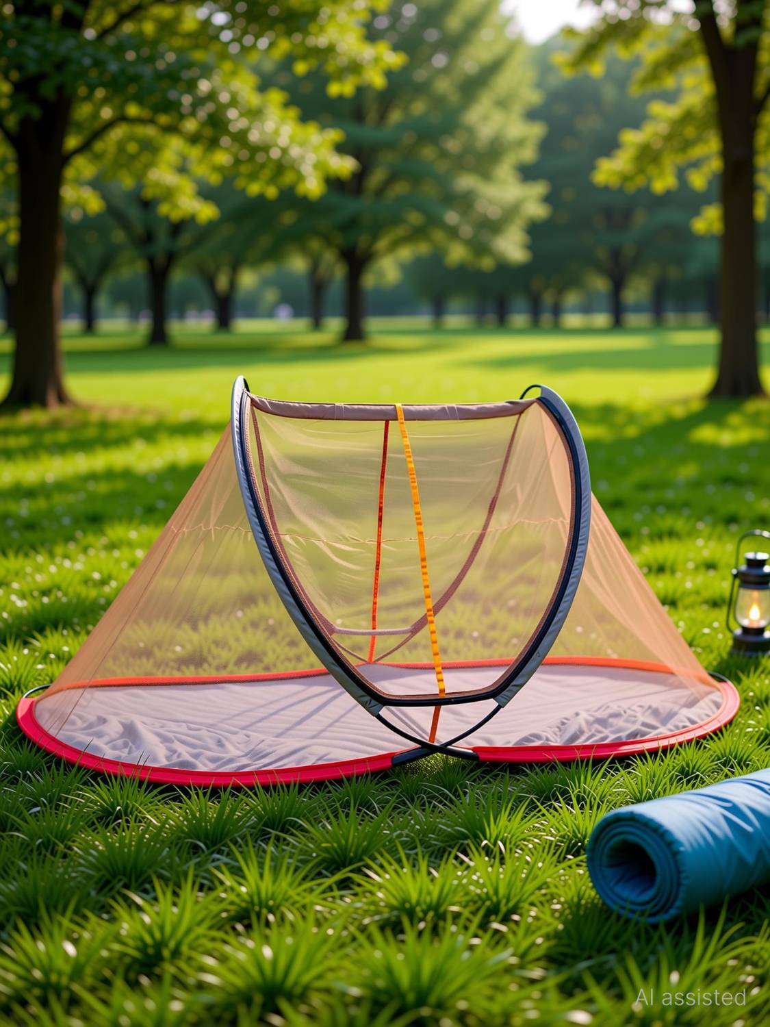 ALSHAHABUDDIN (Mchardani) For Single Bed (6.5 Ft) Camping & Outdoor Foldable with Base Cloth Polyester Adults Mosquito Net