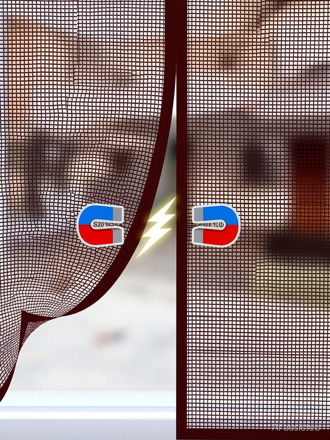 Image of SafeMyles Premium Magnetic Window Mosquito Net| Window Size 120*150 cms | Polyester Washable Adults Mosquito Net