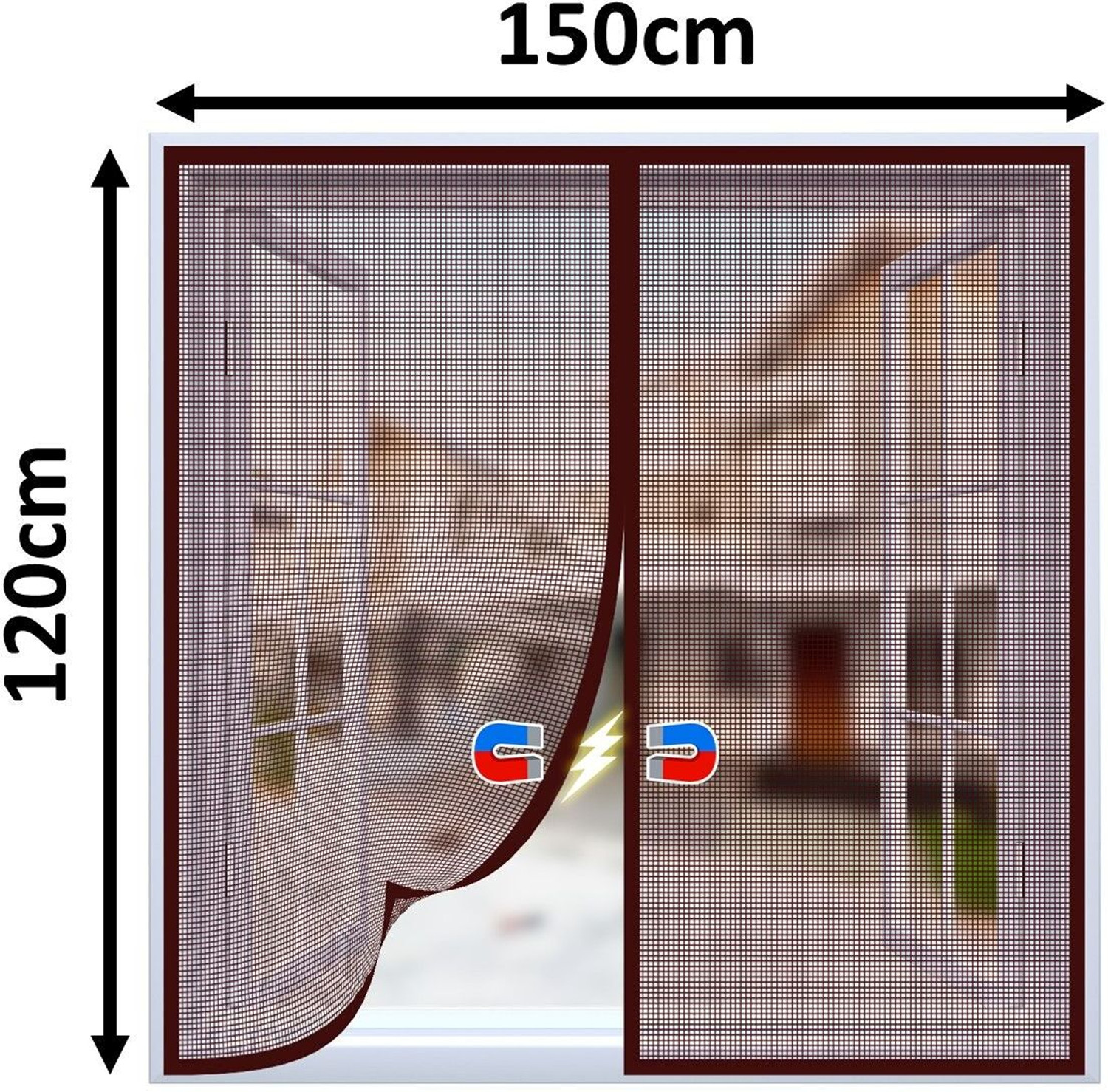 Image of SafeMyles Premium Magnetic Window Mosquito Net| Window Size 120*150 cms | Polyester Washable Adults Mosquito Net