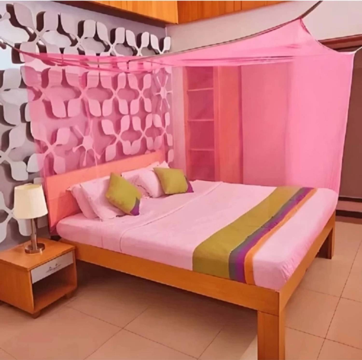 Adbra Mono size 6*7 colour pink HDPE - High Density Poly Ethylene Washable Adults Mosquito Net