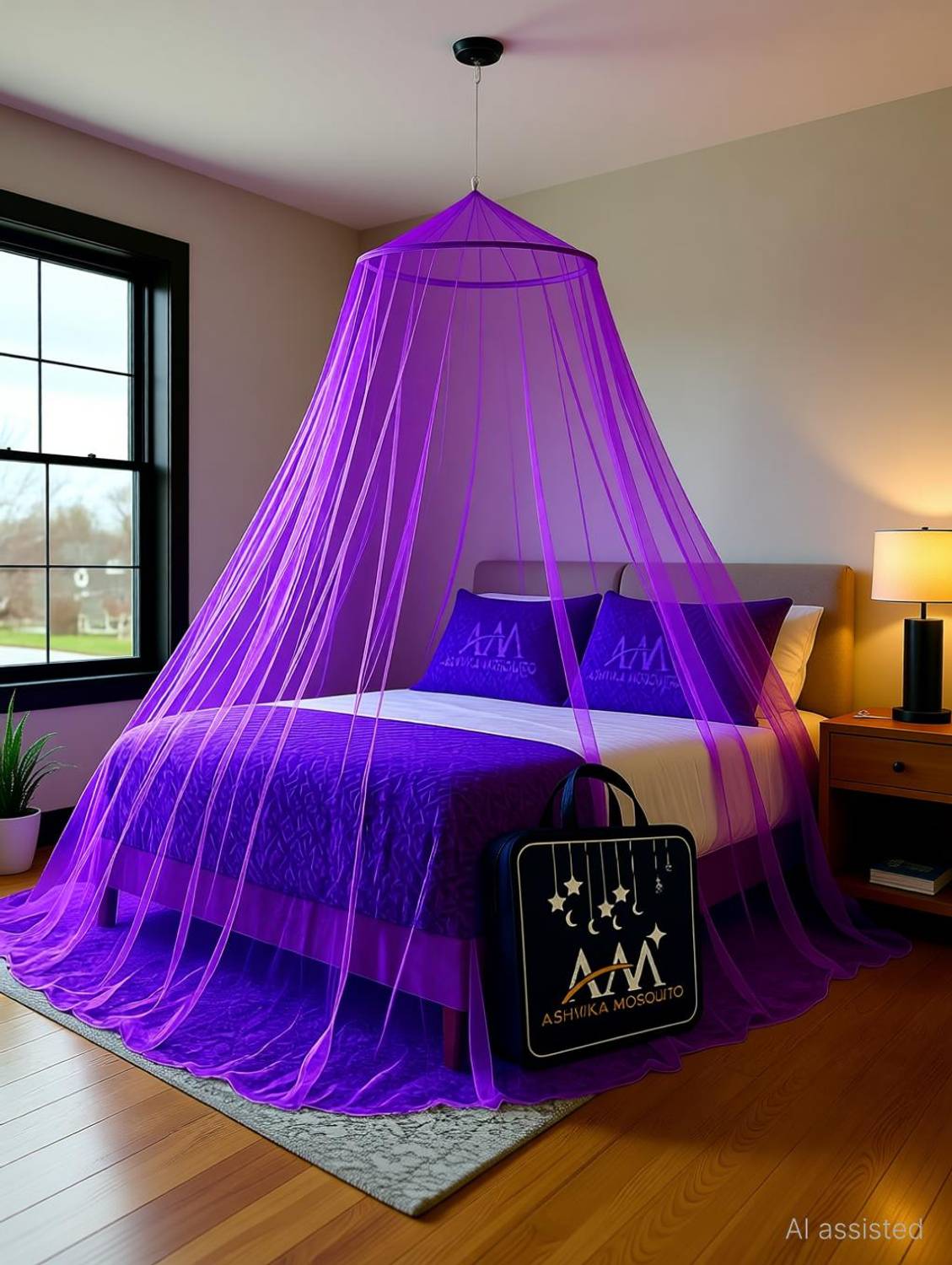Ashvika mosquitoNet Double Bed and king size bed Polyester Washable Adults Mosquito Net