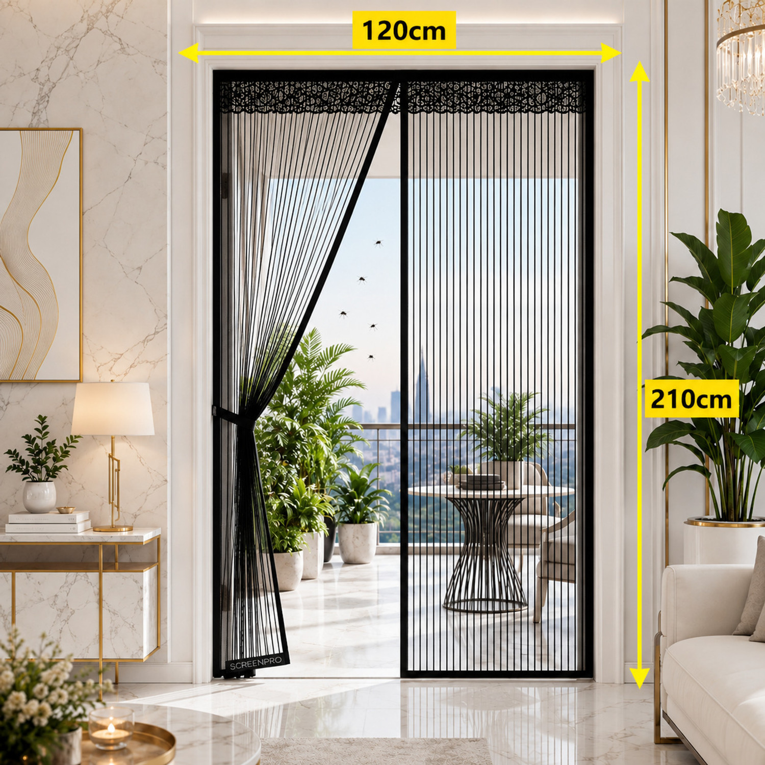 Image of VEENOVA Mosquito Curtain for Door Magnetic Net Curtain Folding Door Curtain Mesh Polyester Washable Adults Mosquito Net