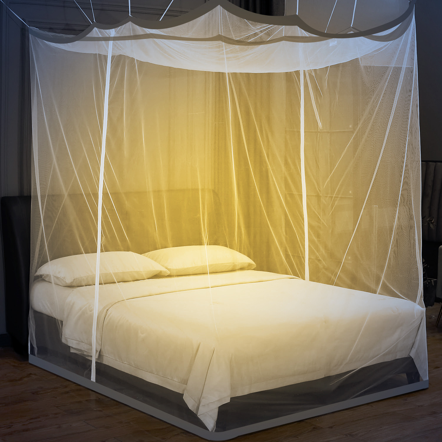 Image of Lifekrafts Polycotton Mosquito Net, Two-Way Zippers, Premium for Indoor /Outdoor Use Polyester Washable Adults Mosquito Net