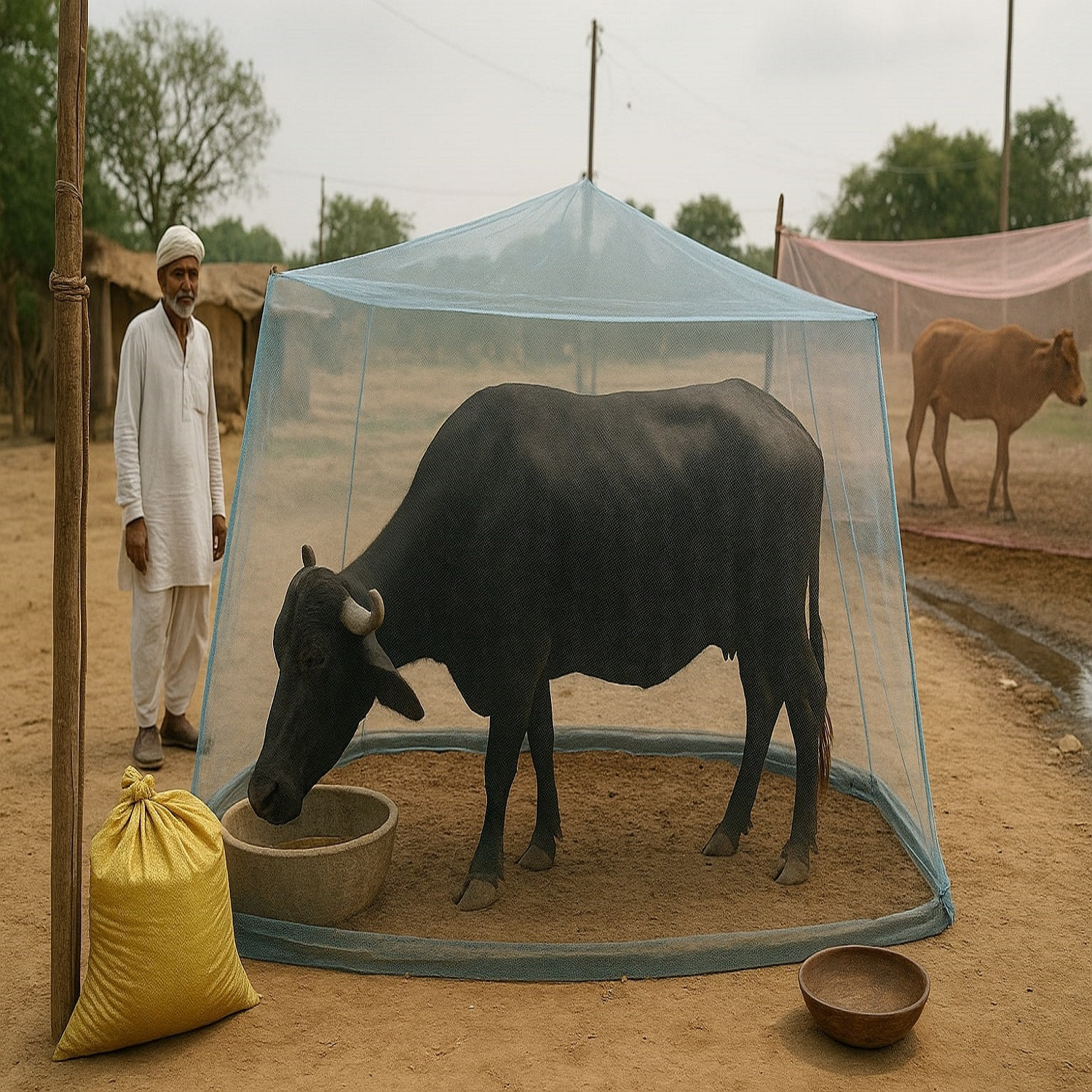 Image of ZIMBLE Animal Mosquito Net for Cattle Shed (10 x 10 ft) | Strong & Durable Nylon Washable Adults Mosquito Net