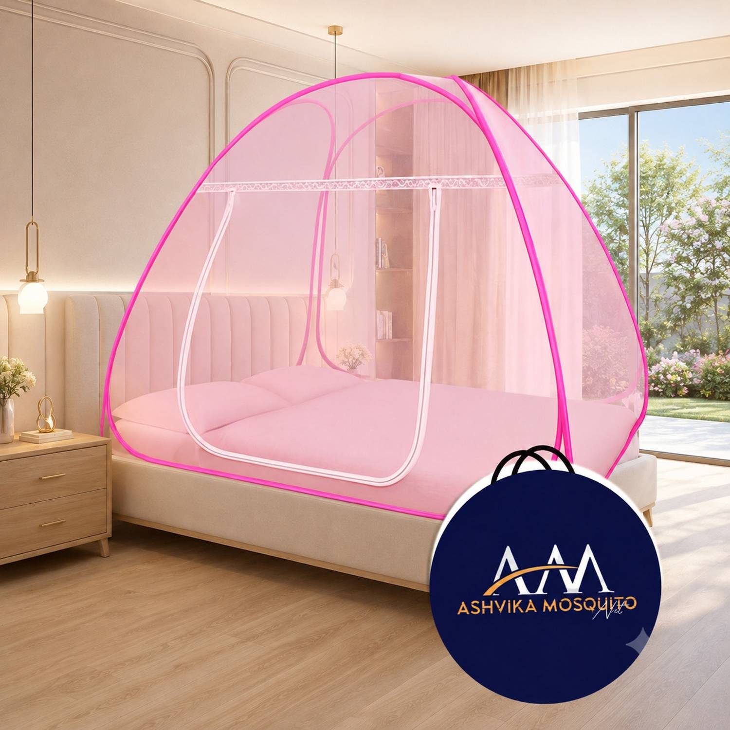 Ashvika mosquitoNet Double and King size bed 6x6 6.5x6.5 7x7 ft Polyester Adults Mosquito Net Polyester Washable Adults Mosquito Net