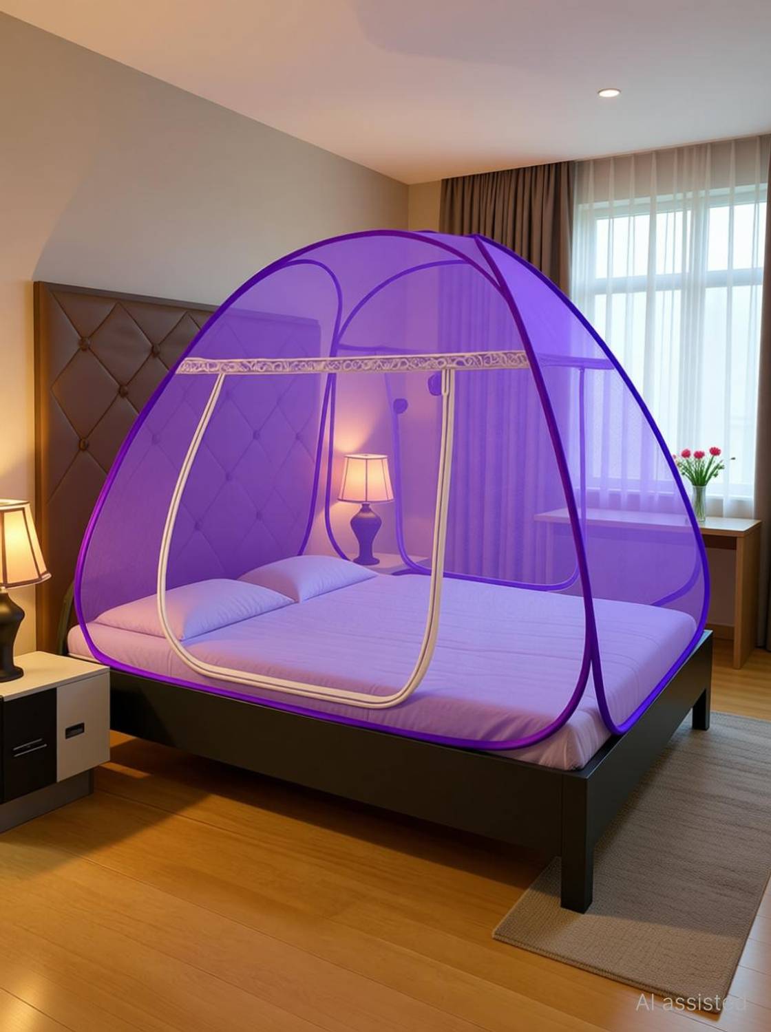 Ashvika mosquitoNet Double and King size bed 6x6 6.5x6.5 7x7 ft Polyester Washable Adults Mosquito Net