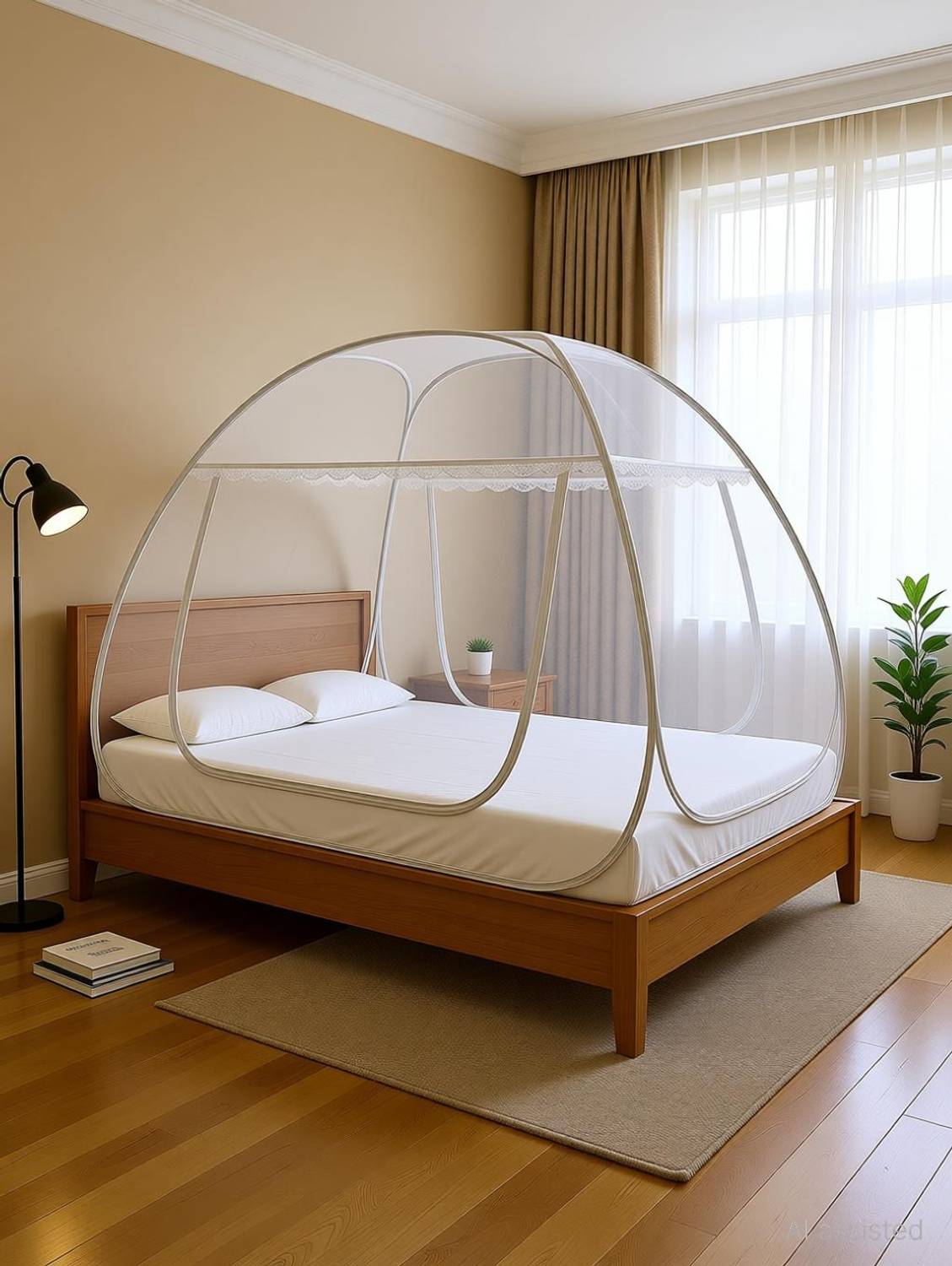 Ashvika mosquitoNet Double and King size bed 6x6 6.5x6.5 7x7 ft Polyester Washable Adults Mosquito Net