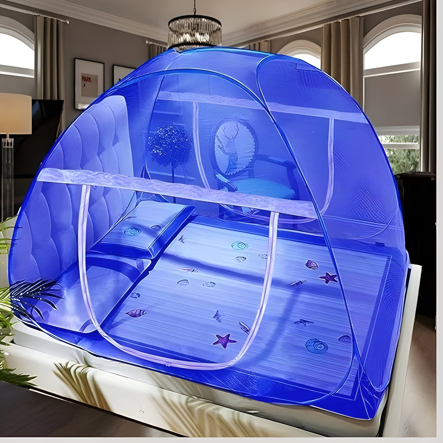 Image of NIVASH ENTERPRISE Foldable Double bed Tent King Size 6x6 Mosquito Net Polyester Washable Adults Mosquito Net