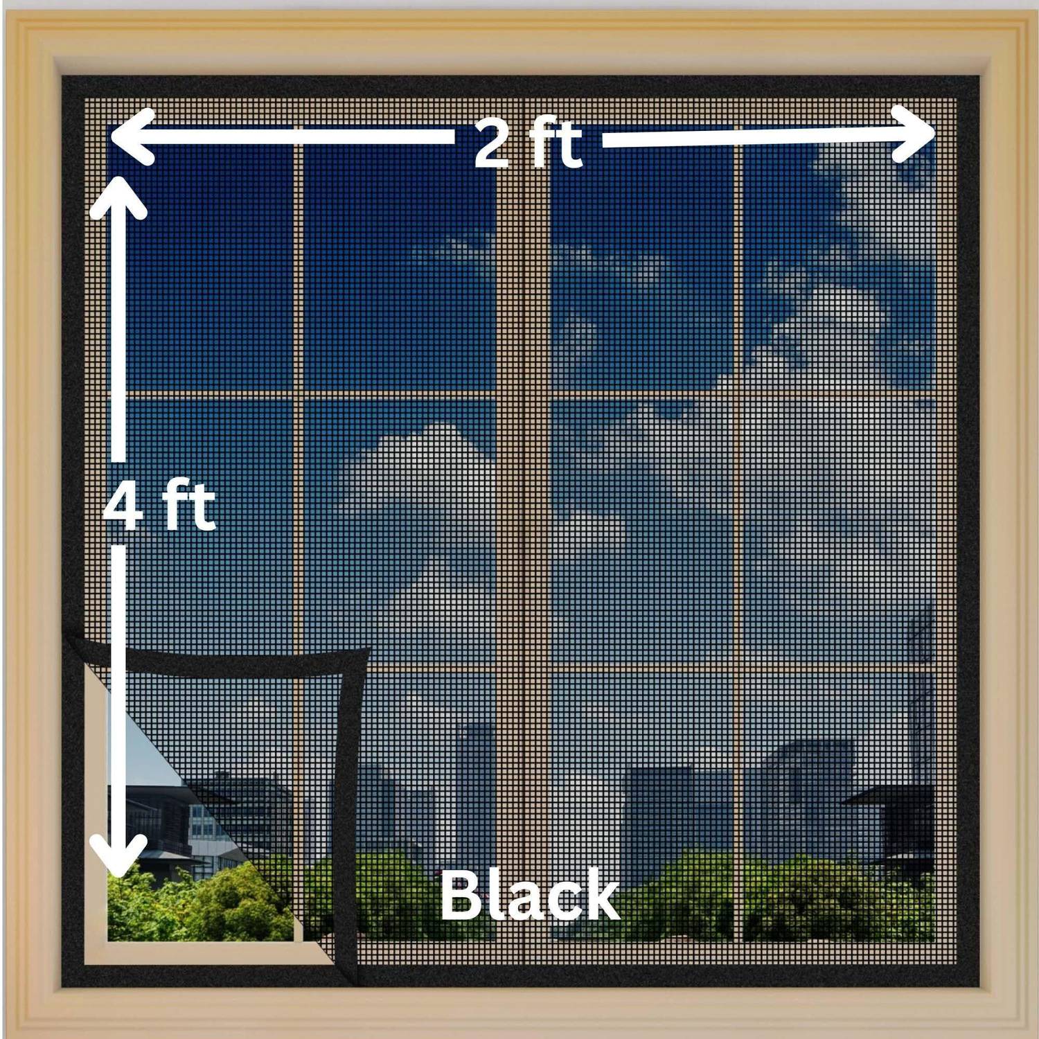 Atlara 120 GSM(Size 4x2 Feet 48x24 Inch)Fiberglass windows/door Mosquito net Black Fibre Washable Adults Mosquito Net