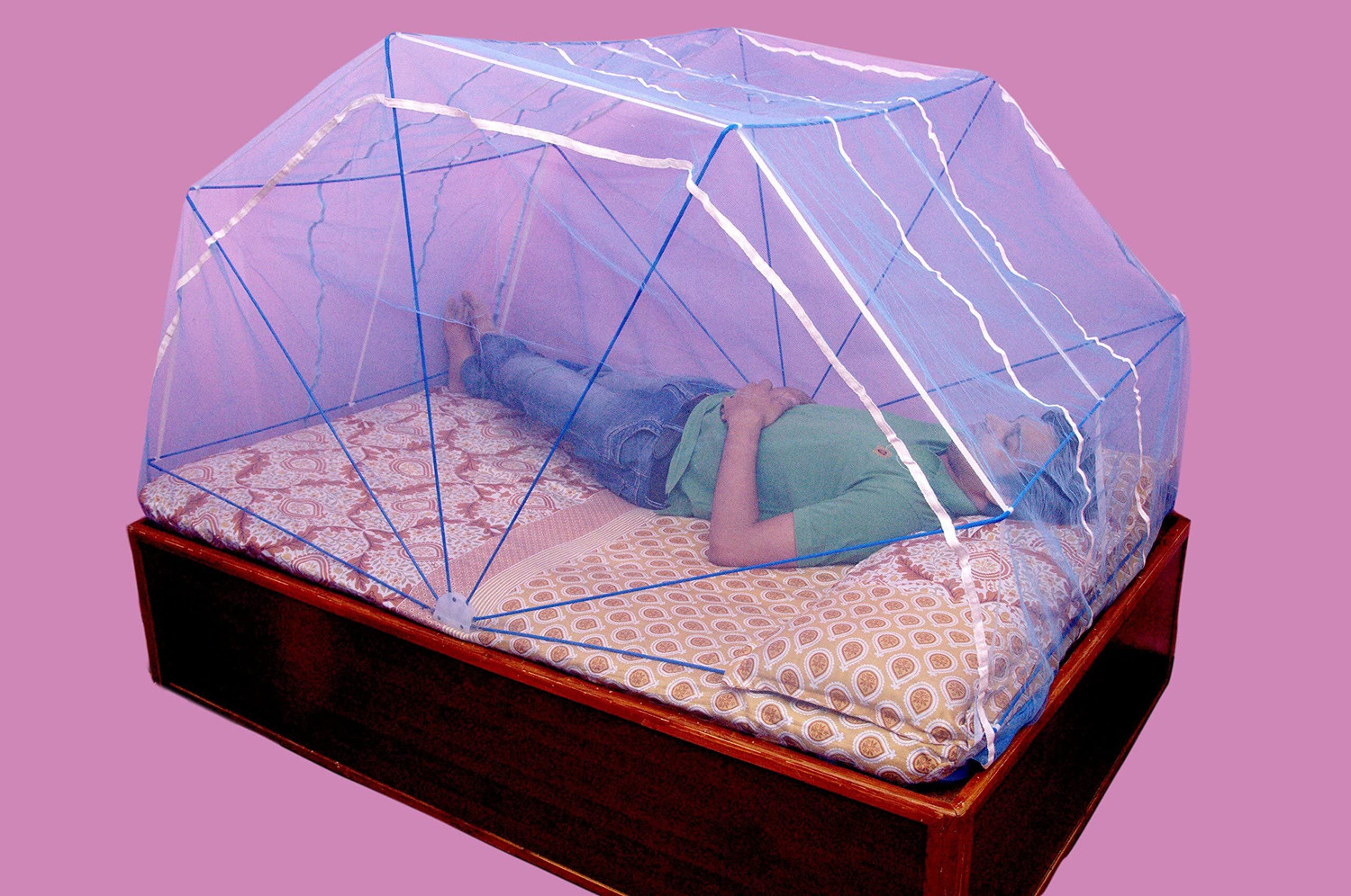 Image of Elegant Mosquito Net 4x6 Feet Single Bed Polyester Washable Adults Mosquito Net