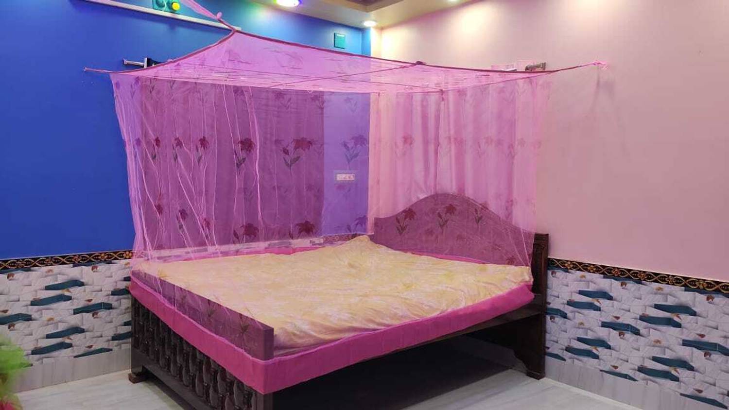 ANSARI ENTERPRISERS MOSQUTO NET DUALBED COLOR GREEN SIZE6*7 PRINT THIS IS CANUSE HANGING MOSQUTO NET HDPE - High Density Poly Ethylene Washable Adults Mosquito Net