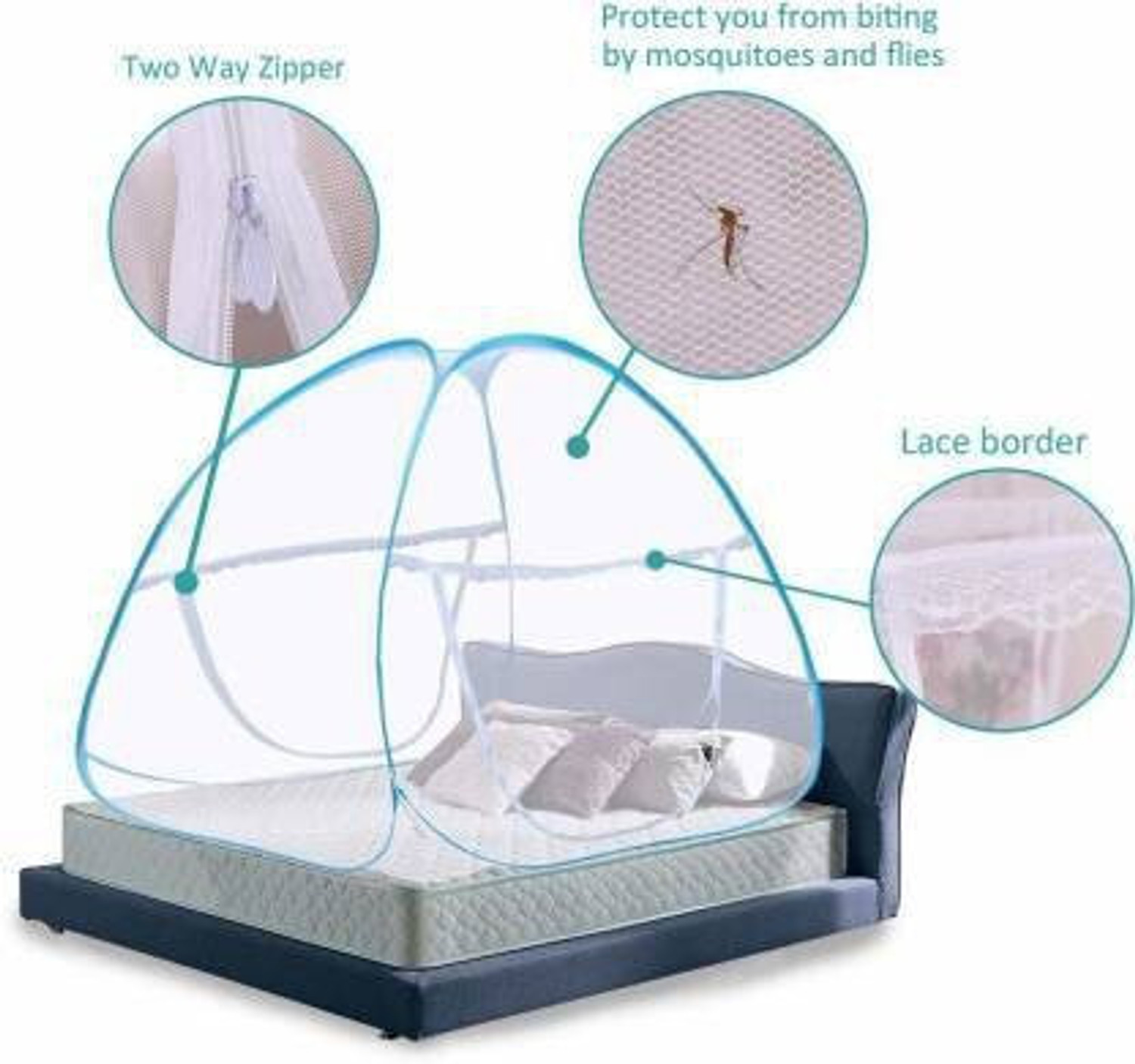 Image of Yunik Mosquito Net Dark Blue with Heavy Carry Bag Polyester Adults Mosquito Net