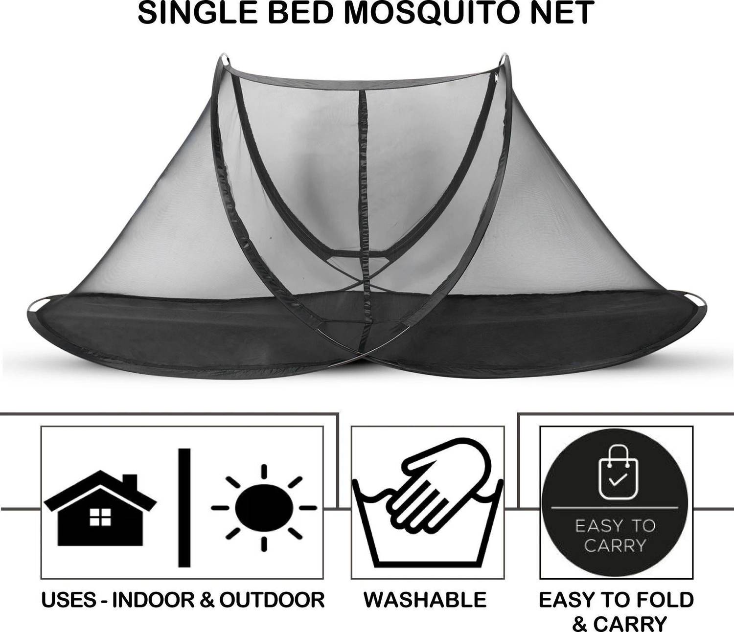 ZOTOFLY Verticle Zip Mosquito Net - L,B,H (7 x 7 x 4.6 ft) with