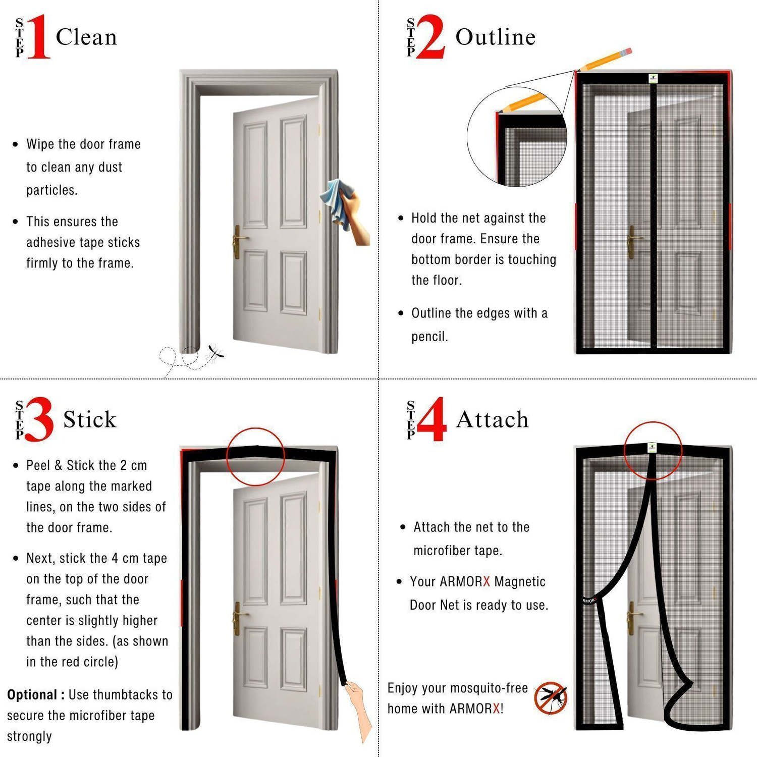 Image of ARMORX Magnetic Door Polyester Washable Adults Mosquito Net