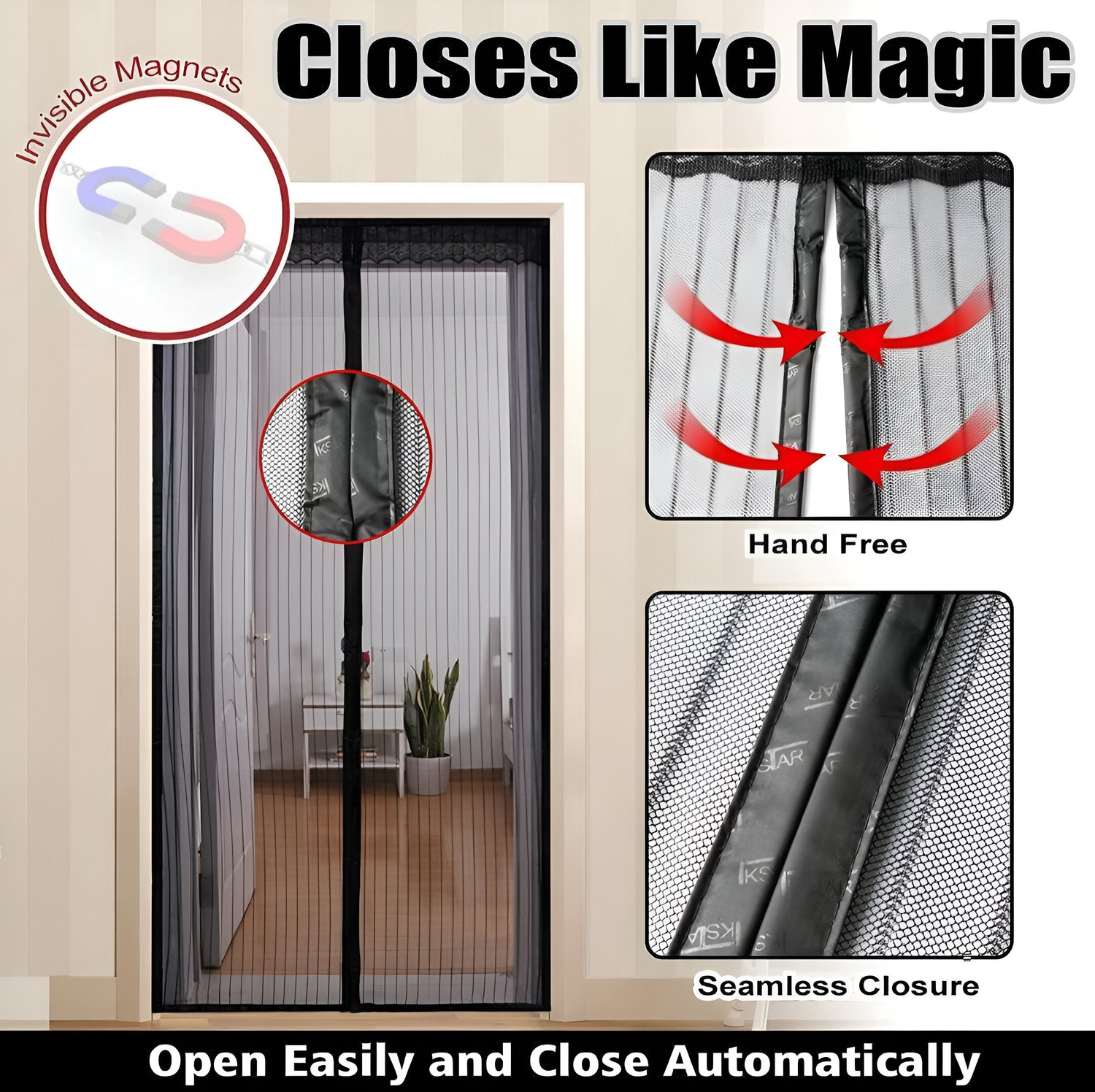 Image of Twolight TWOLIGHTFASHION Magnetic Mosquito Door Curtain | Fly Proof Mesh Net | 100x210 cm Polyester Washable Adults Mosquito Net