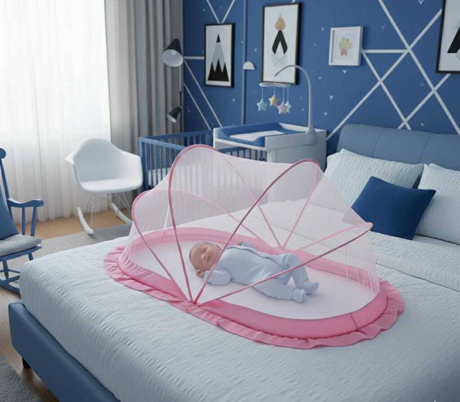 Adbra mosquito net baby crib color white size 0 to 24 month use Polyester Washable Adults Mosquito Net