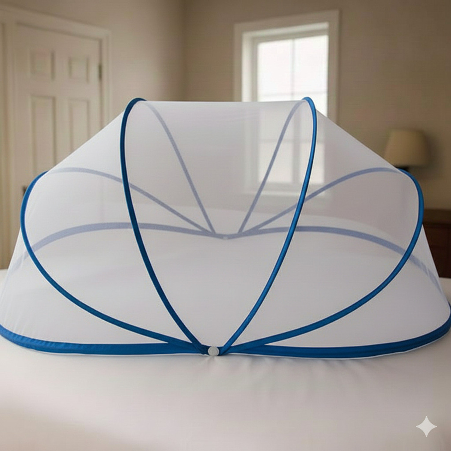 Image of SB CARE Mosquito net baby folding esay color blue size. 0 to24 month HDPE - High Density Poly Ethylene Washable Kids Mosquito Net