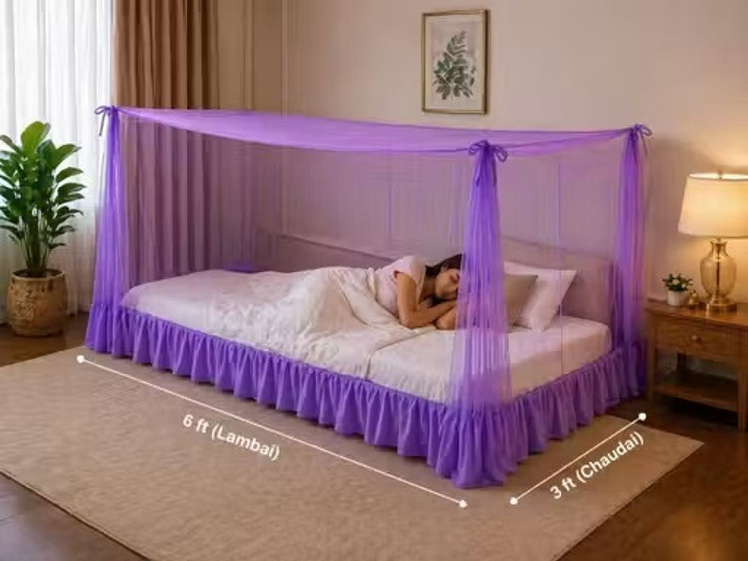 Image of Pappu Industry Foldable Mosquito Net for Single Bed with Frill Border Protection 3*6 Polyester Washable Adults Mosquito Net