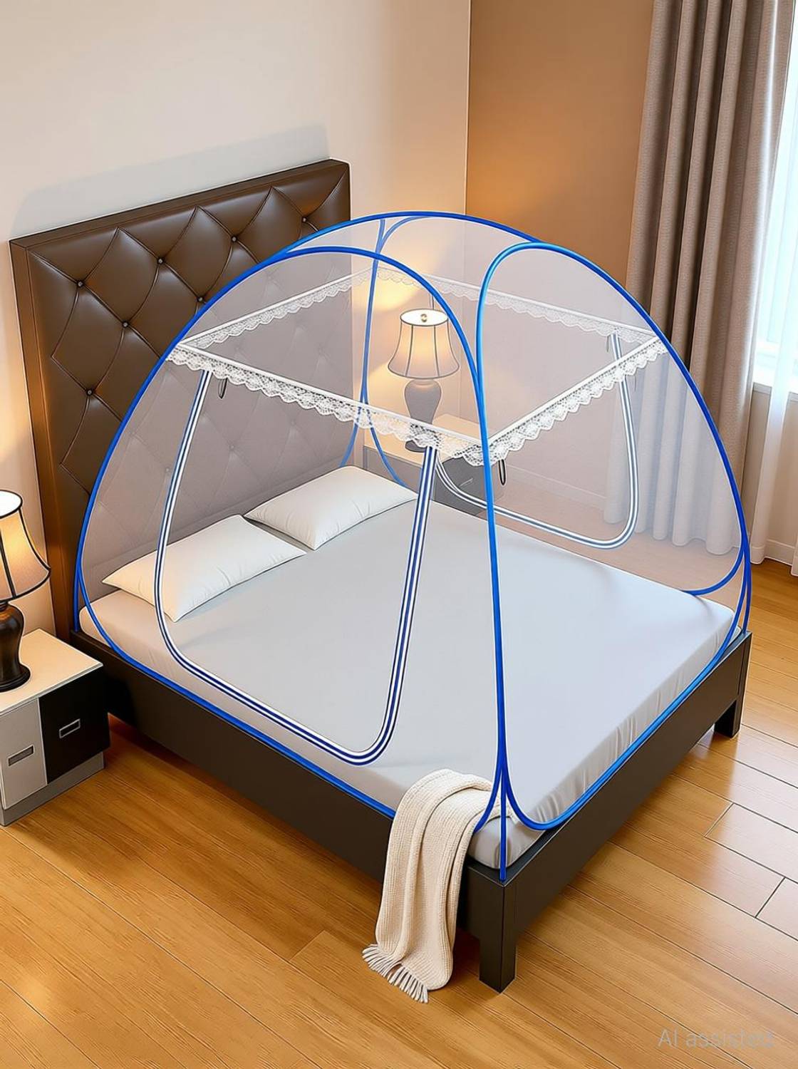 Ashvika mosquitoNet Double and King size bed 6x6 6.5x6.5 7x7 ft Polyester Washable Adults Mosquito Net