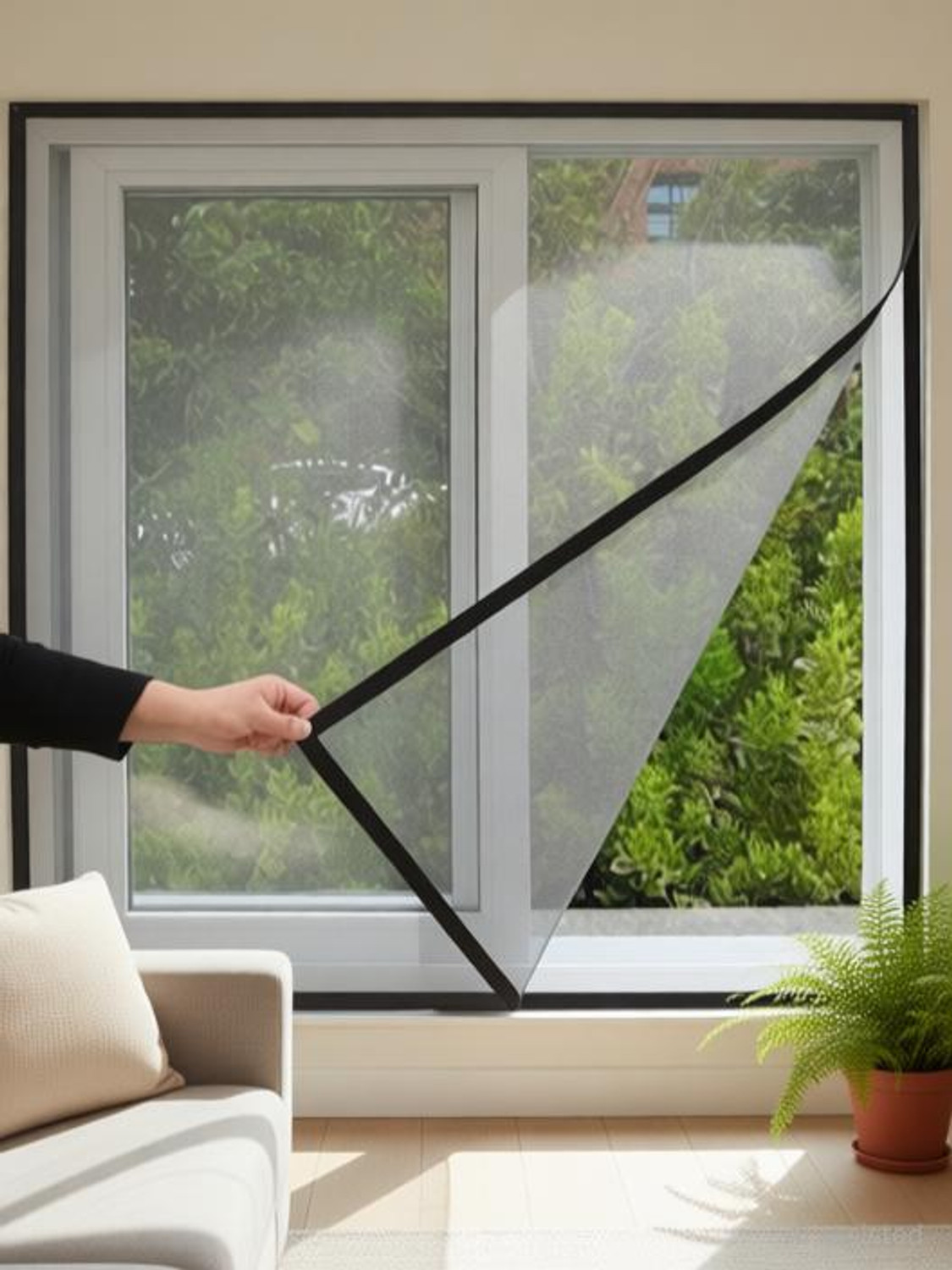 Image of AMF STORE Pre Stitched Fiberglass Window Mosquito Net (120x90cm / 48x36 Inches) Grey Color Fibre Washable Adults Mosquito Net