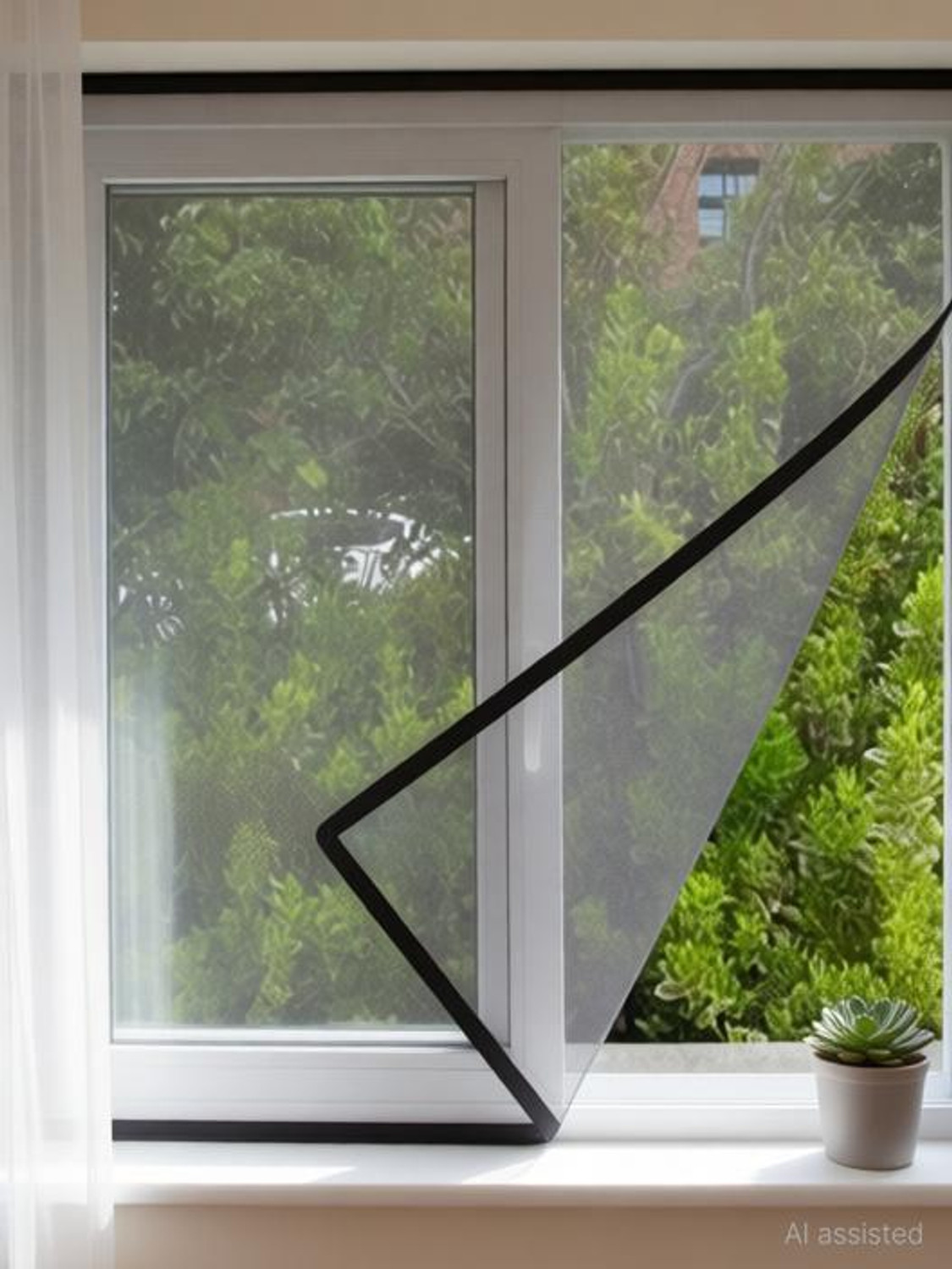 Image of AMF STORE Pre Stitched Fiberglass Window Mosquito Net (120x90cm / 48x36 Inches) Grey Color Fibre Washable Adults Mosquito Net