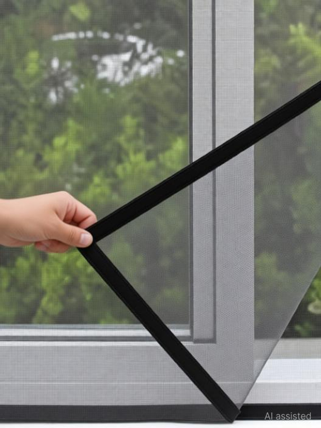 Image of AMF STORE Pre Stitched Fiberglass Window Mosquito Net (120x90cm / 48x36 Inches) Grey Color Fibre Washable Adults Mosquito Net