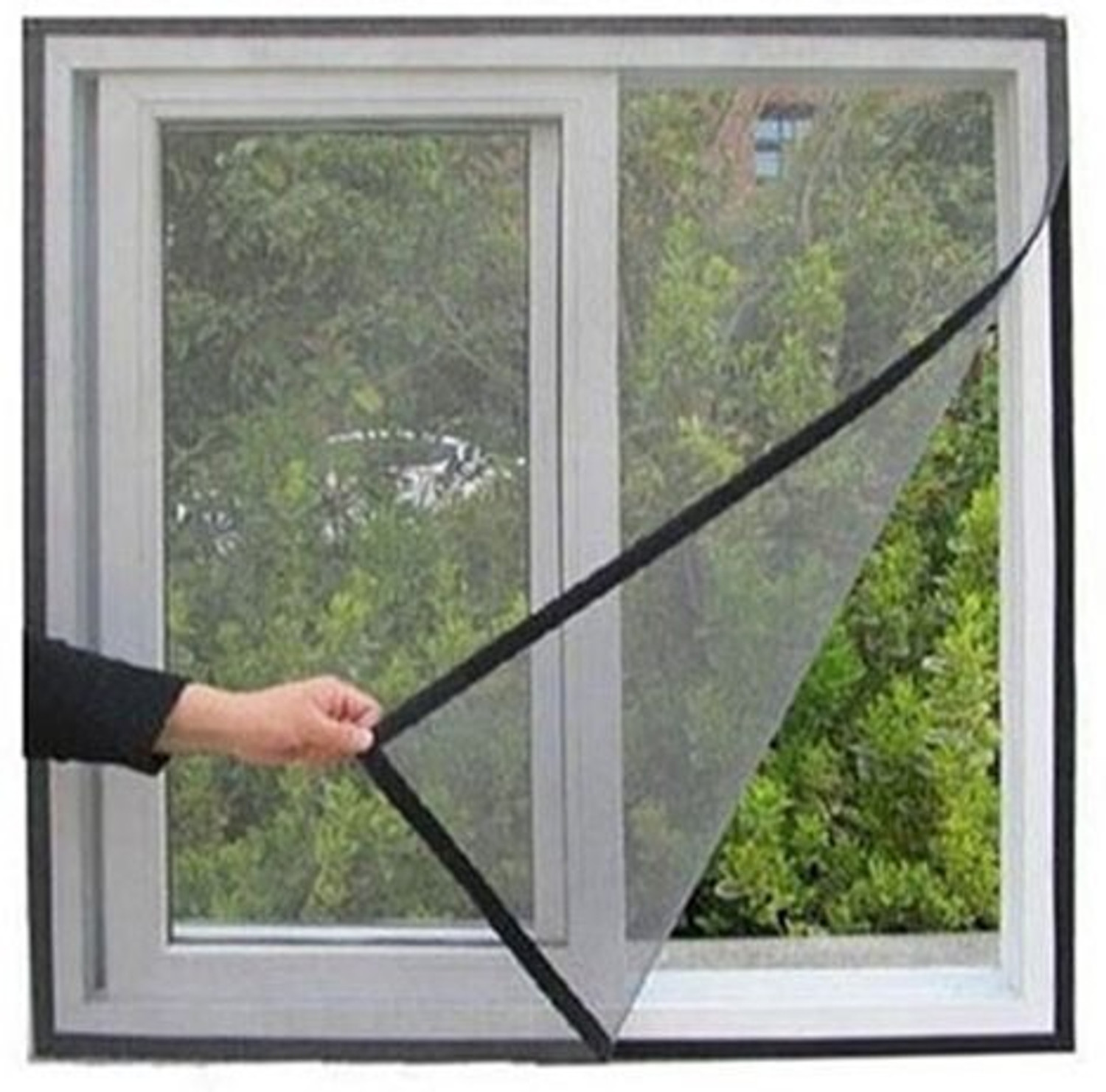 Image of AMF STORE Pre Stitched Fiberglass Window Mosquito Net (120x90cm / 48x36 Inches) Grey Color Fibre Washable Adults Mosquito Net