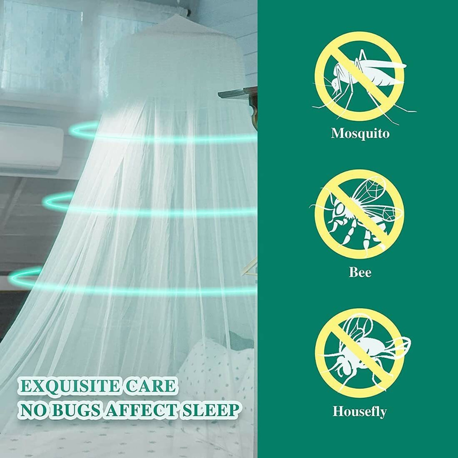 Image of Shree Kriday King Size Bed Hanging Round Polyester Washable Adults Mosquito Net