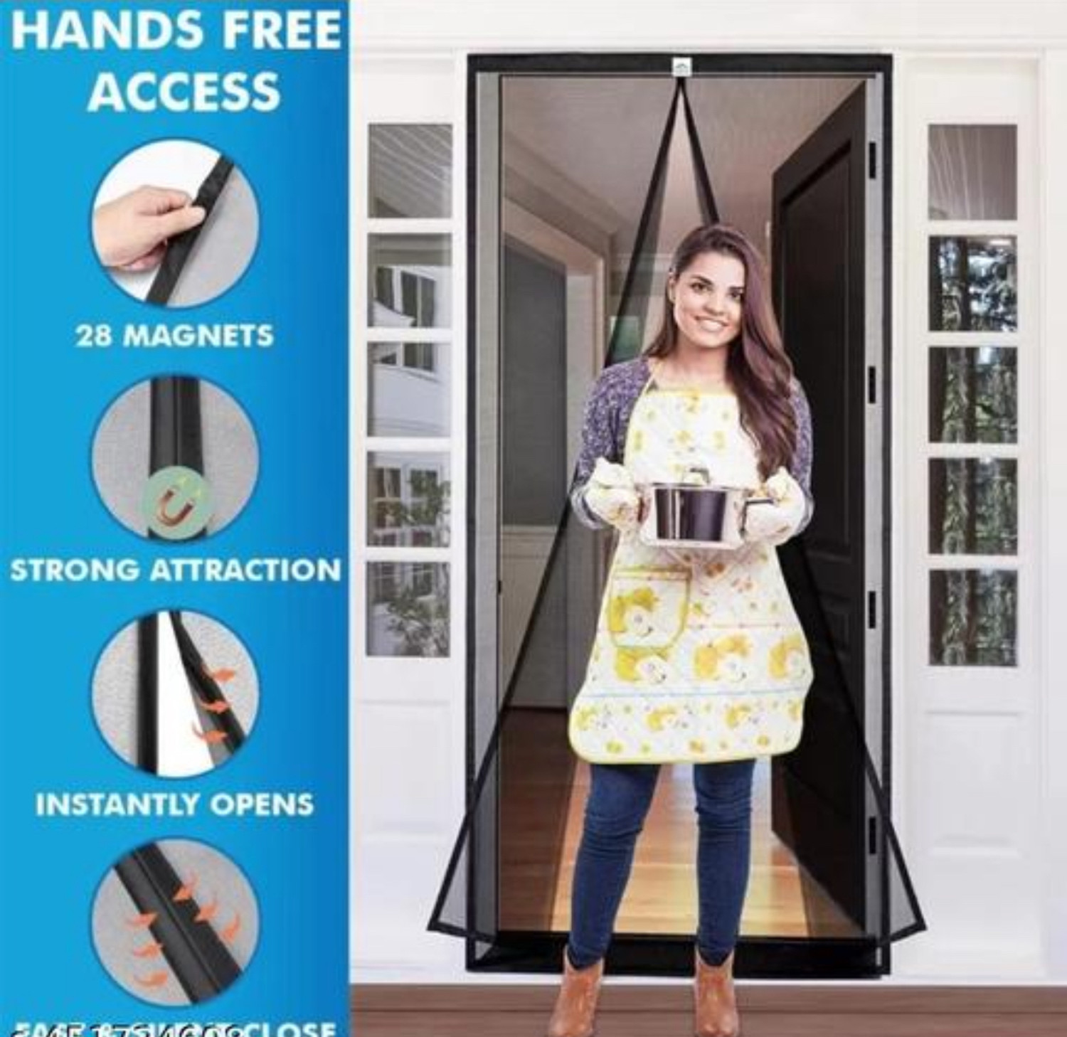 Image of SmartNet AUTO CLOSING MAGNETC DOOR MOSQUITO NET(120*210cm) Polyester Washable Adults Mosquito Net