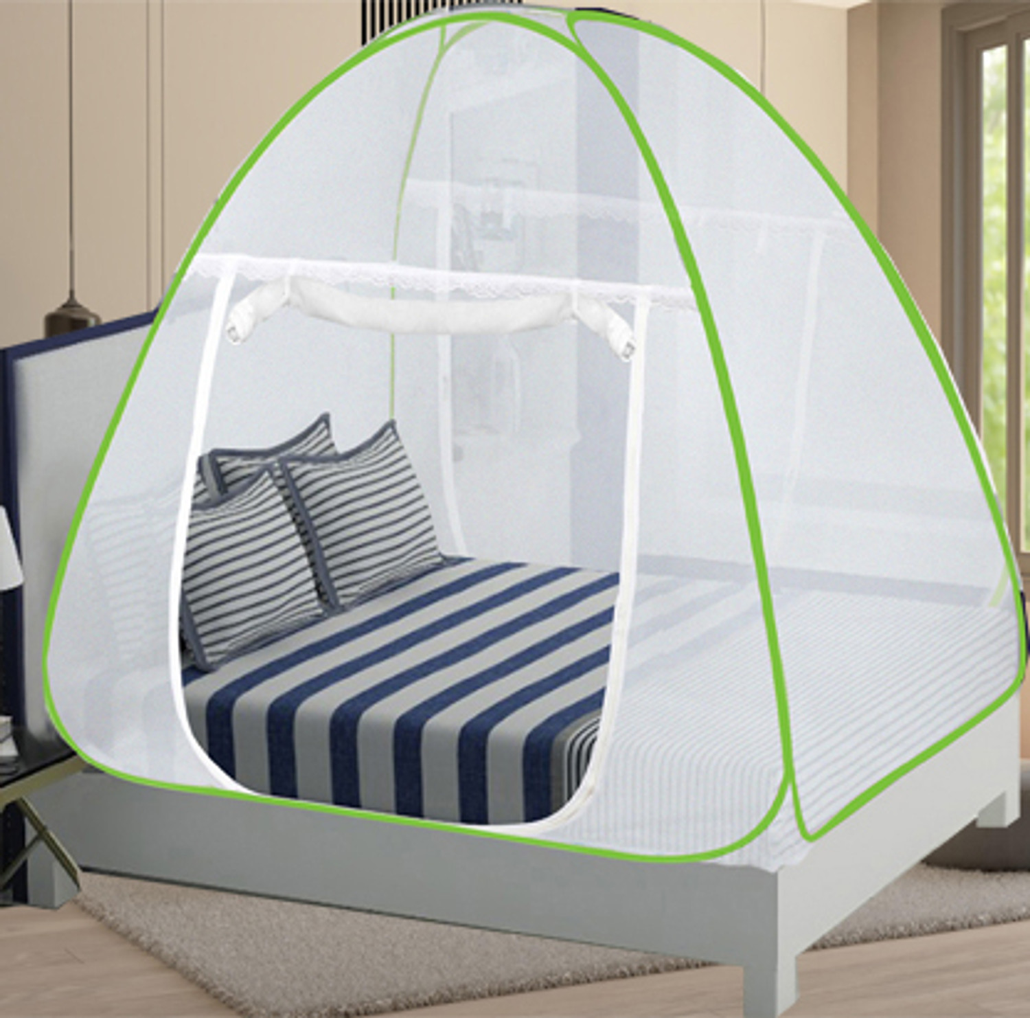 Image of KHANJAN FASHION HUB WHITE mosquito net cleaning brush outdoor mosquito net tent machardani 2 bed ka Polyester Washable Infants Mosquito Net