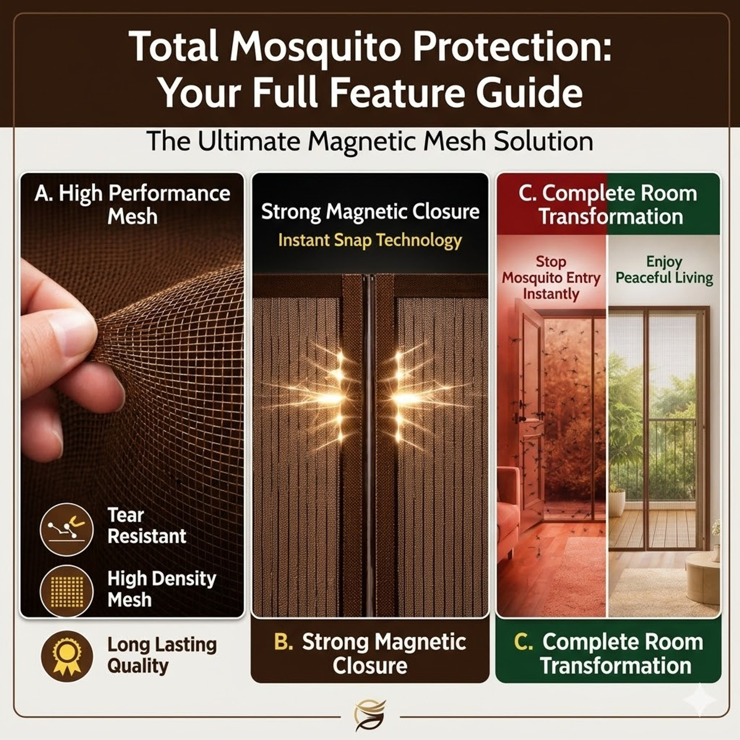 Image of OmliMnet folding mosquito net for door magnetic Polyester Washable Adults Mosquito Net