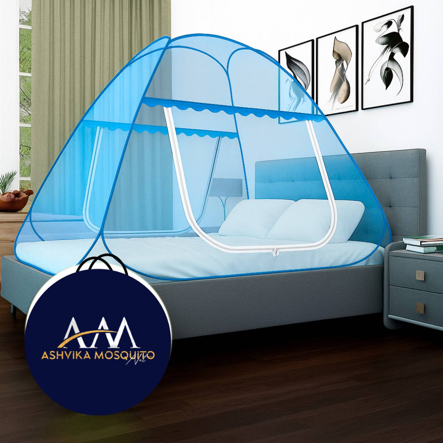 Ashvika mosquitoNet Double bed size 6x6 6.5x6.5 7x7 ft Polyester Washable Adults Mosquito Net