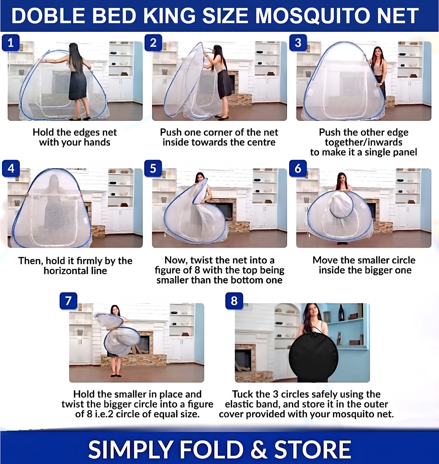 Image of TLK-HWB Signature Series Pop-Up Guard with 360 Degree Panoramic High Visibility Mesh Polyester Washable Adults Mosquito Net (Dark Blue, Tent)