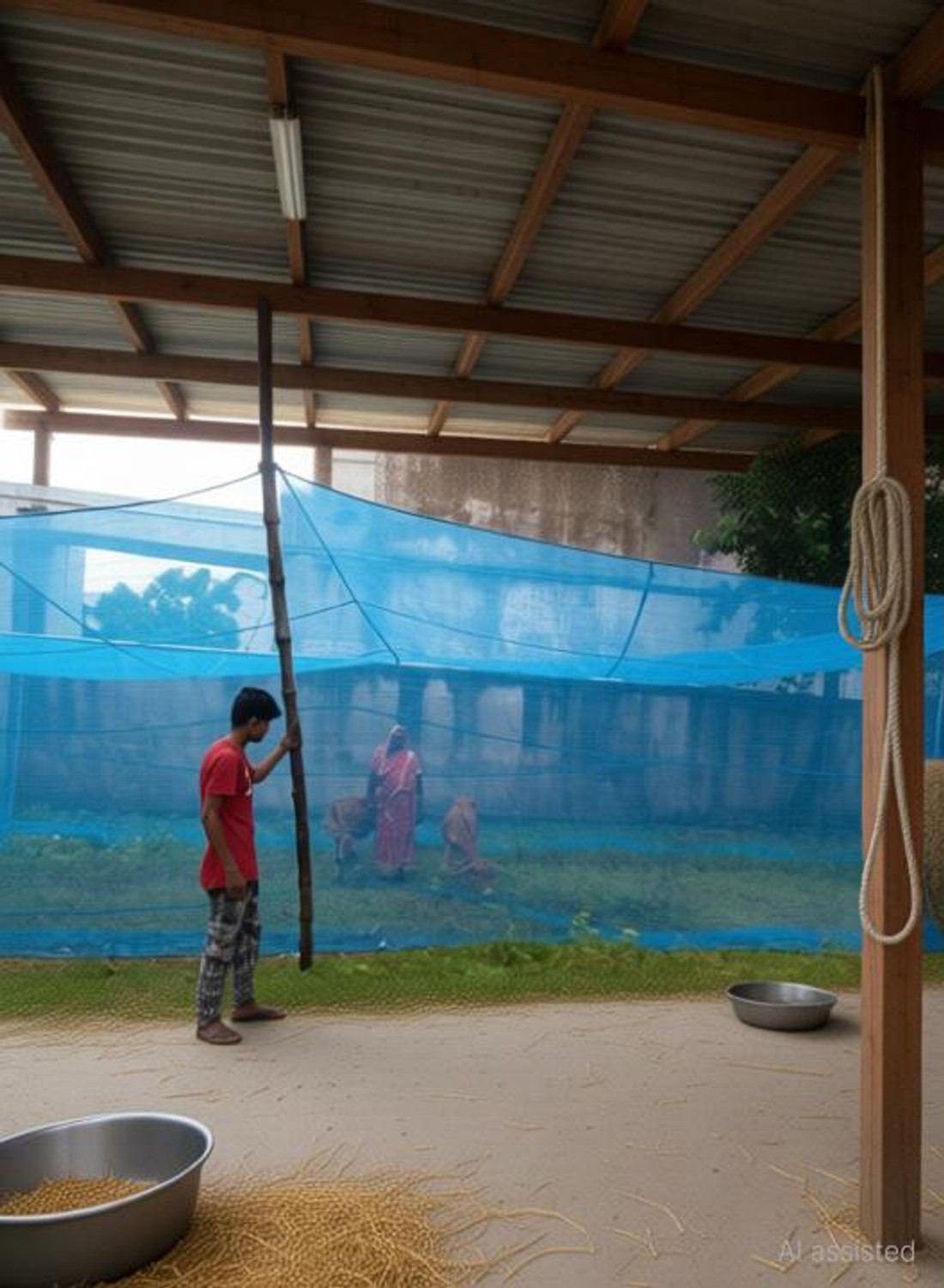 Image of Iblay Animal Mosquito Nets || for Cow /Buffalo || HDPE Multicolor || Apt. for 6 Cow /Bullfalo (35ft*10ft*10ft (L*B*H)) Polyester Washable Adults Mosquito Net