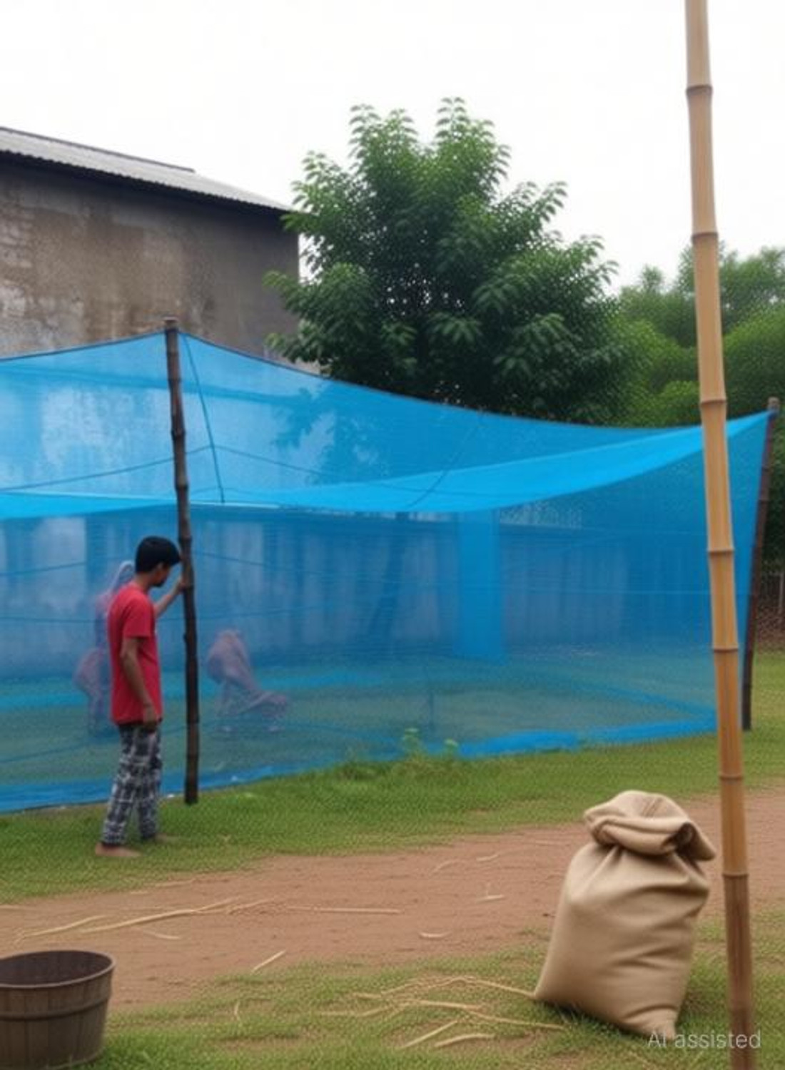 Image of Iblay Animal Mosquito Nets || for Cow /Buffalo || HDPE Multicolor || Apt. for 6 Cow /Bullfalo (35ft*10ft*10ft (L*B*H)) Polyester Washable Adults Mosquito Net