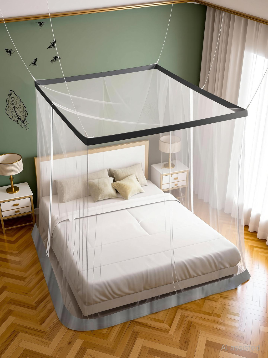 Image of Lifekrafts Polycotton Mosquito Net, Two-Way Zippers, Premium for Indoor /Outdoor Use Polyester Washable Adults Mosquito Net