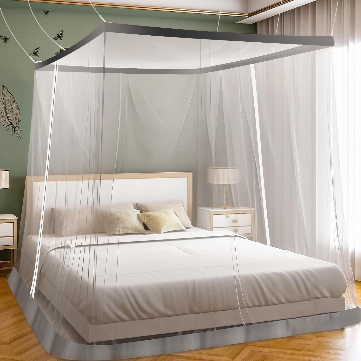Image of Lifekrafts Polycotton Mosquito Net, Two-Way Zippers, Premium for Indoor /Outdoor Use Polyester Washable Adults Mosquito Net