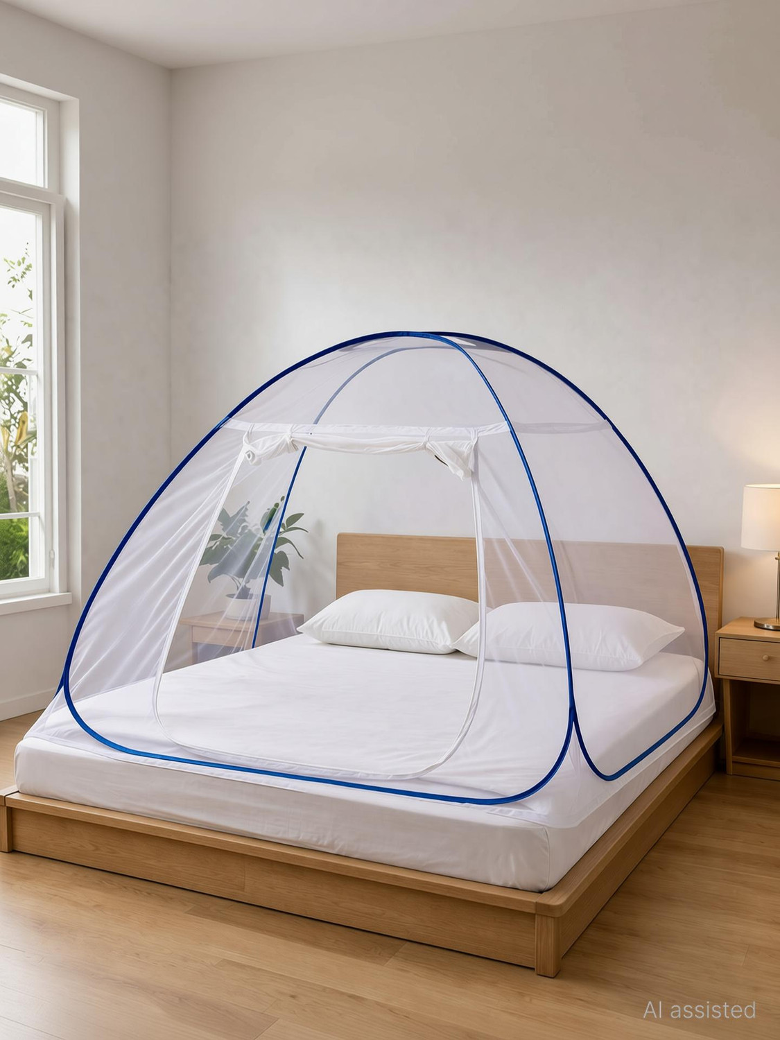 Image of Vastrora Foldable Macchar Dani for Double Bed 72x72 Inch Polyester Washable Adults Mosquito Net