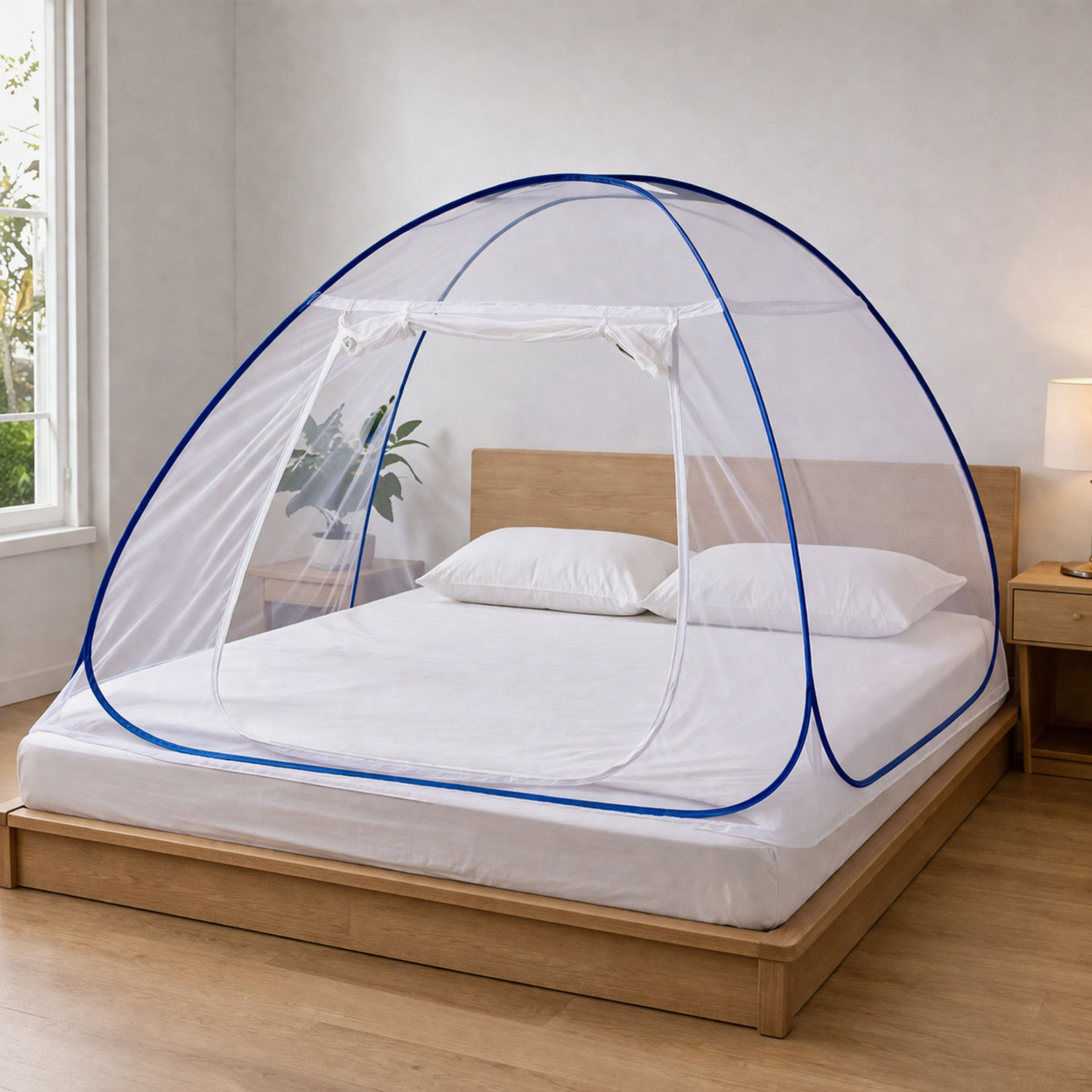 Image of Vastrora Foldable Macchar Dani for Double Bed 72x72 Inch Polyester Washable Adults Mosquito Net