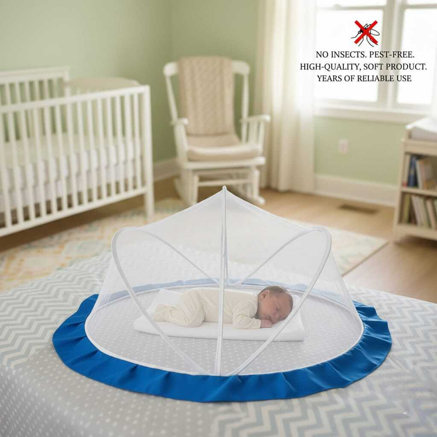 Image of SB CARE Mosquito net baby folding esay color blue size. 0 to24 month HDPE - High Density Poly Ethylene Washable Kids Mosquito Net