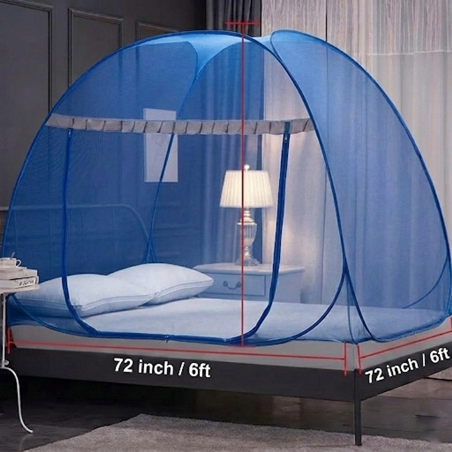 Image of Dvjrdnrs Fashion Adhira King Size Mosquito Net for Double Bed | Spacious Polyester Washable Adults Mosquito Net